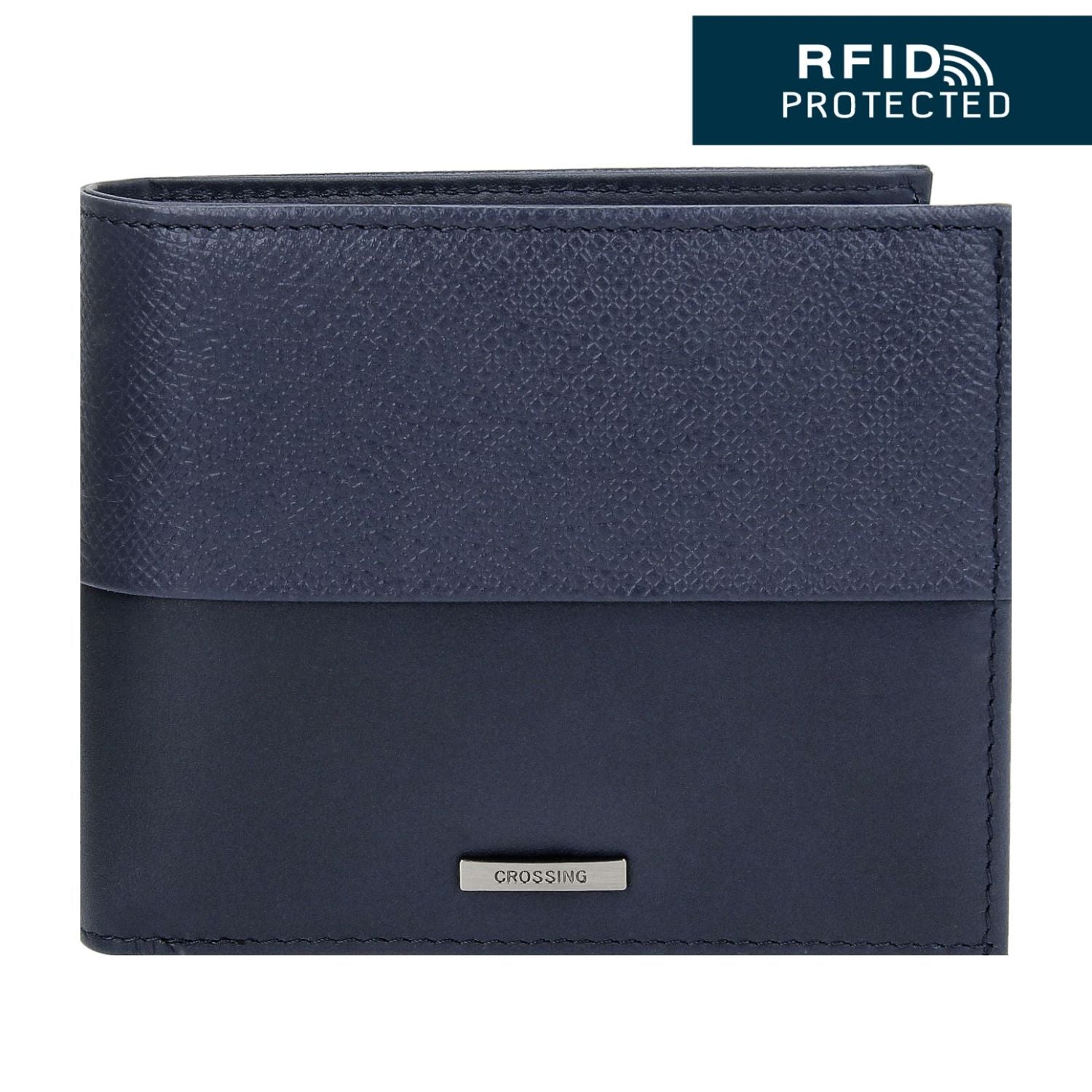 Crossing Infinite Bi-Fold Leather Wallet With Window And Coin Pocket RFID - Blue