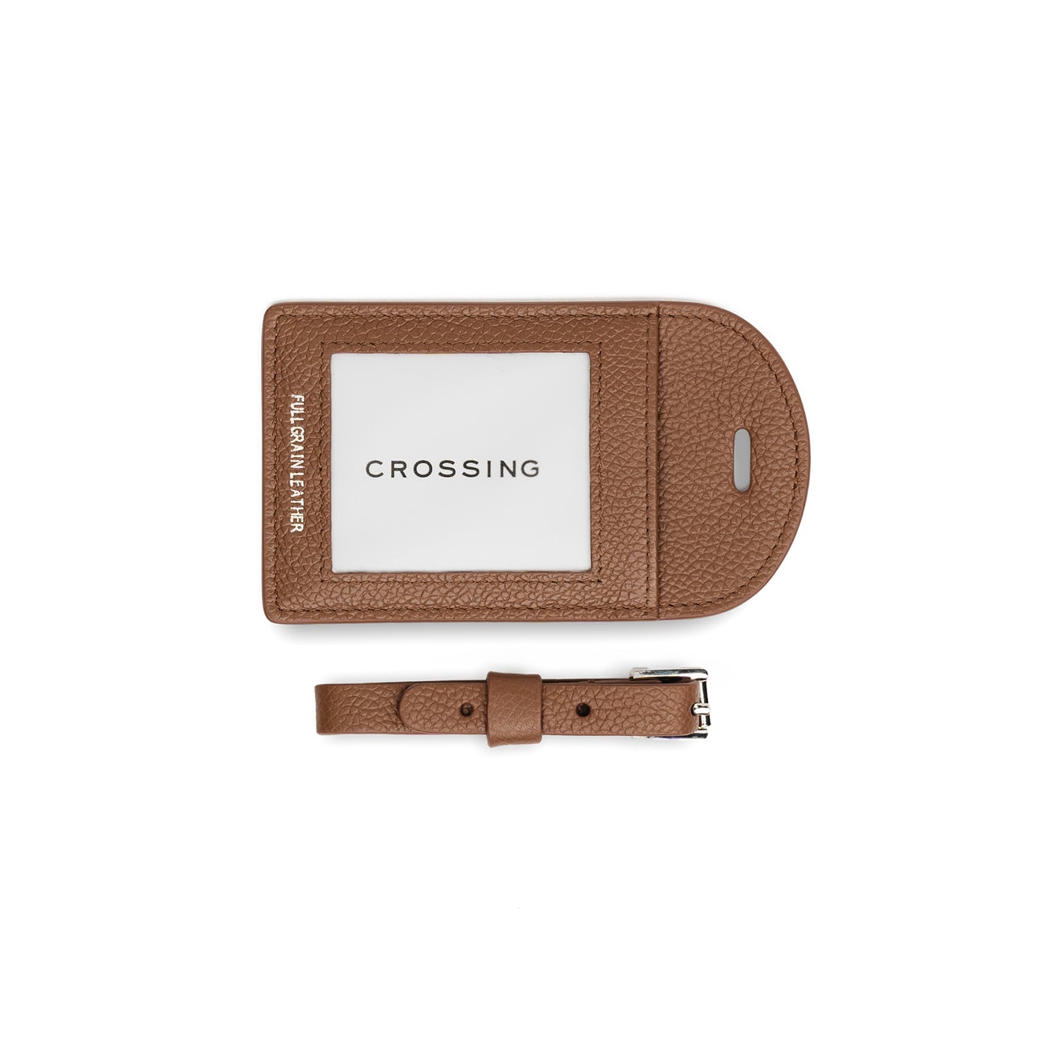 Crossing Milano Leather Luggage Tag - Barcoss Brown