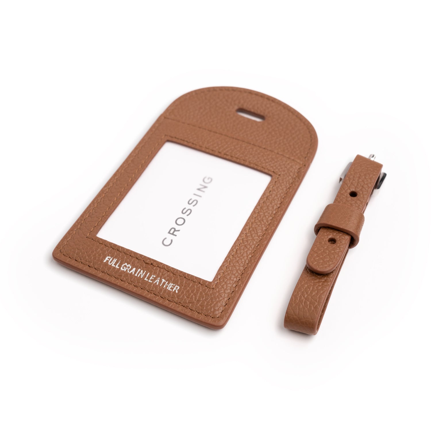Crossing Milano Leather Luggage Tag - Barcoss Brown