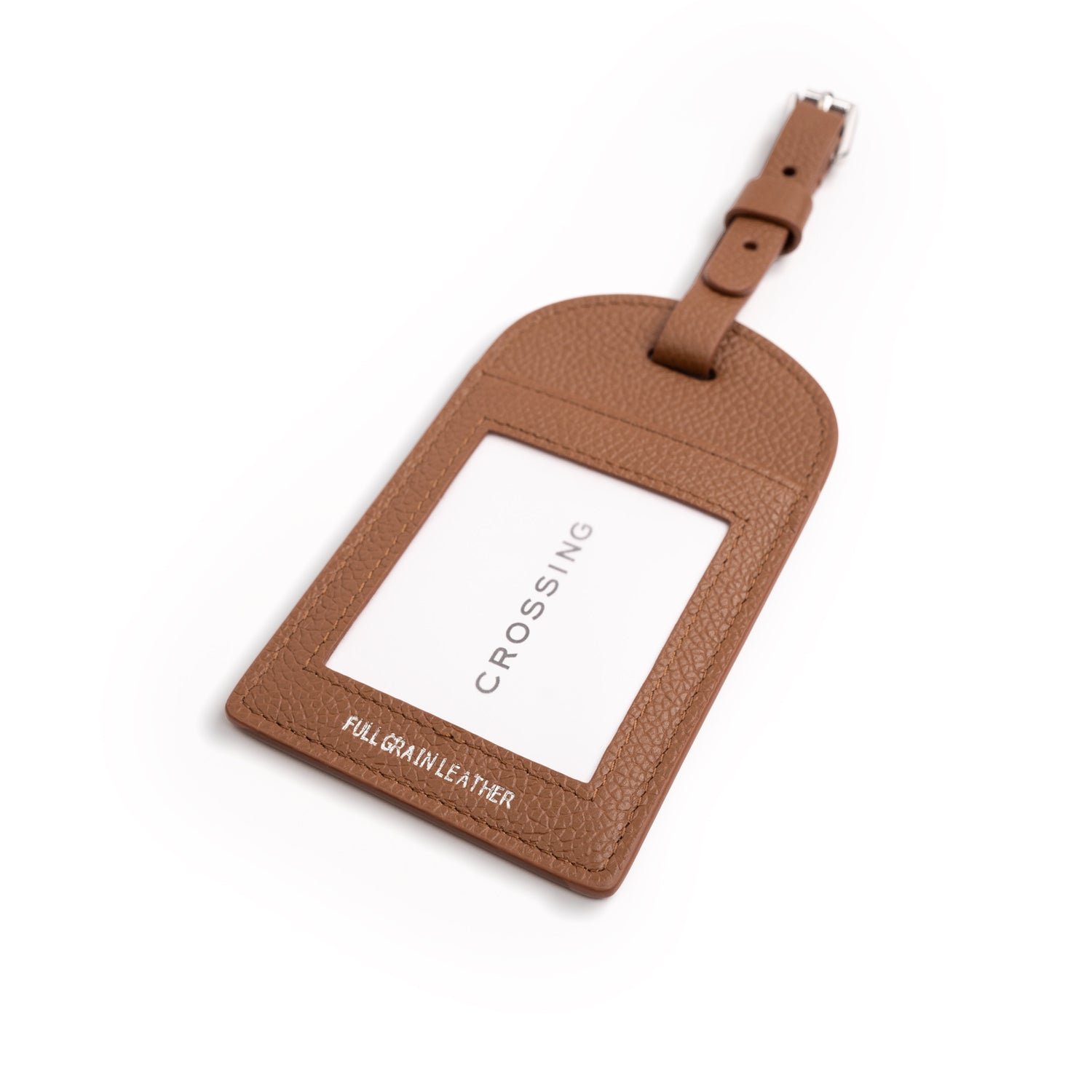 Crossing Milano Leather Luggage Tag - Barcoss Brown