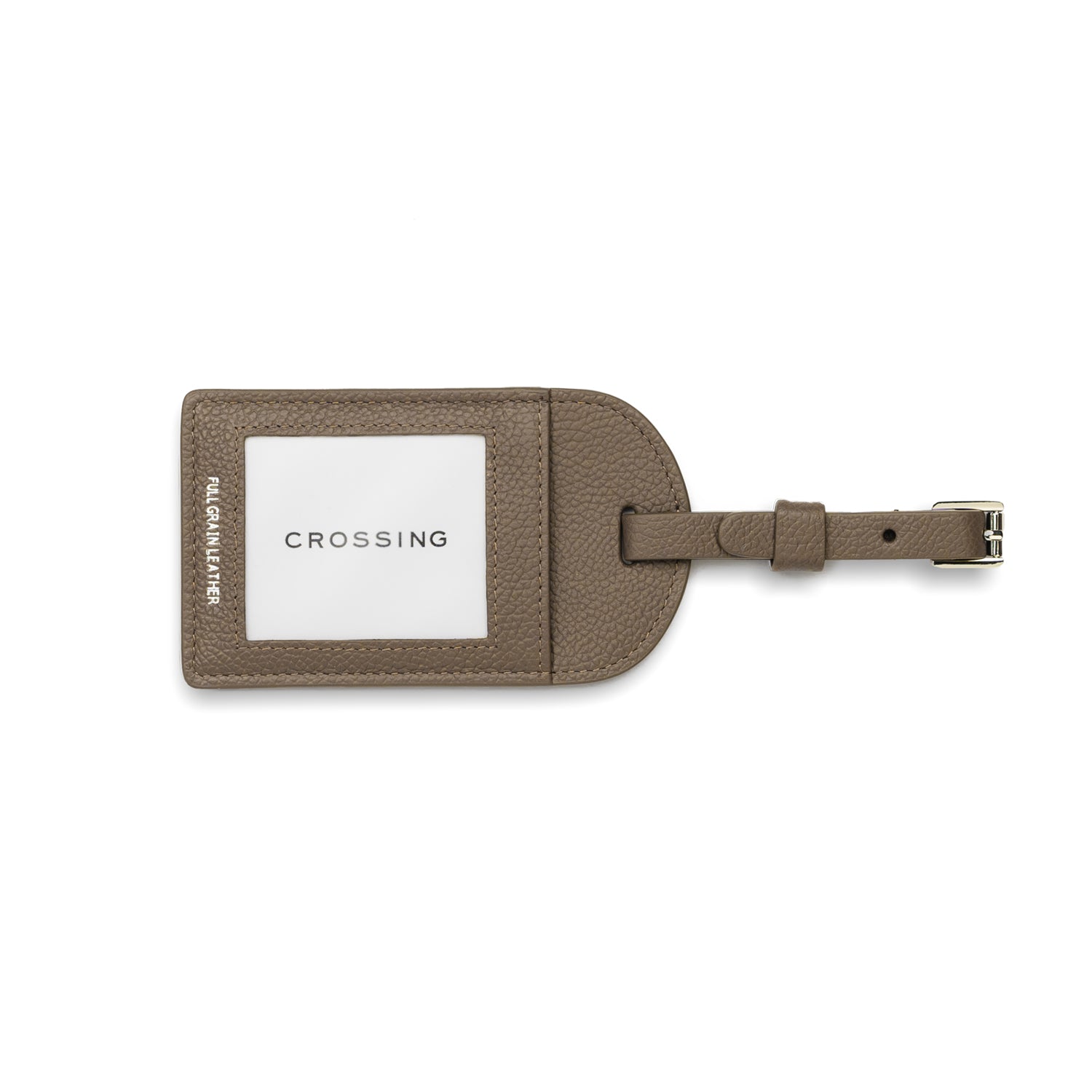 Crossing Milano Leather Luggage Tag - Dark Khaki