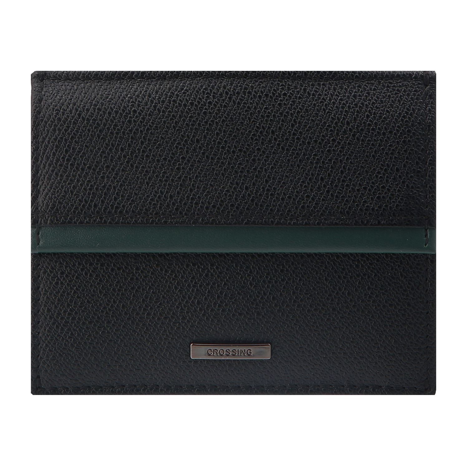Crossing Modish Leather Coin Pouch With Card Case - Black/Teal