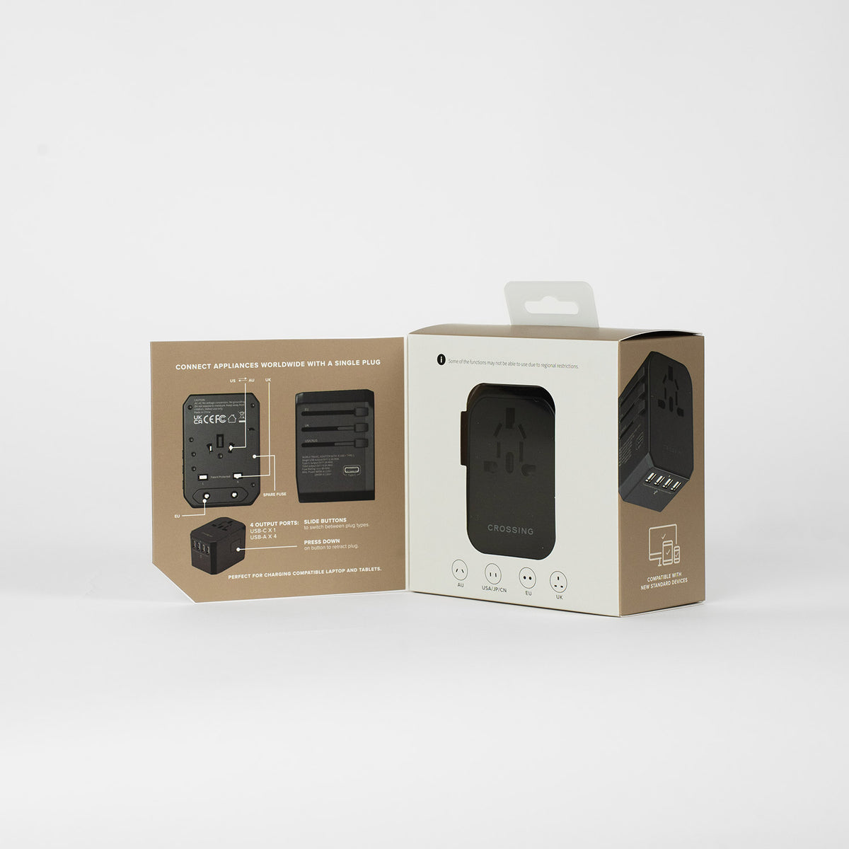 Crossing World Travel Adaptor with 4 X USB and 1 X USB-C – The
