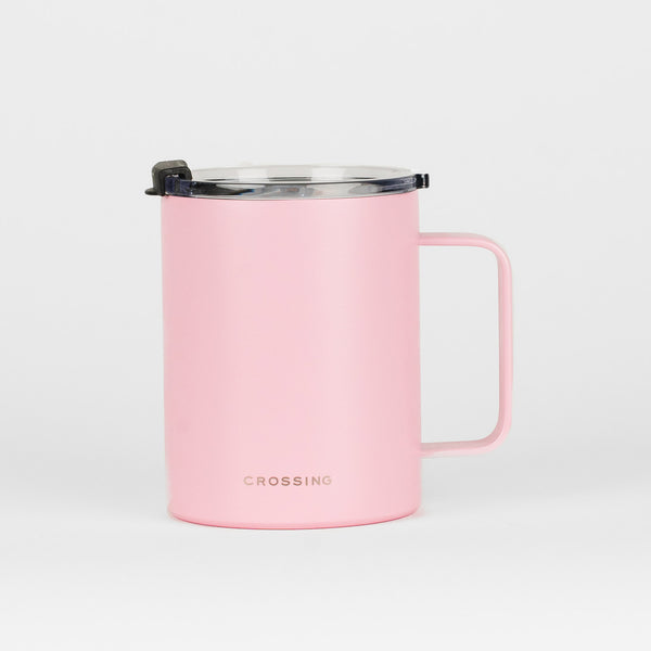 Crossing Neo Insulated S/S Ceramic Mug W Handle And Lid 420ml - Ballet Pink