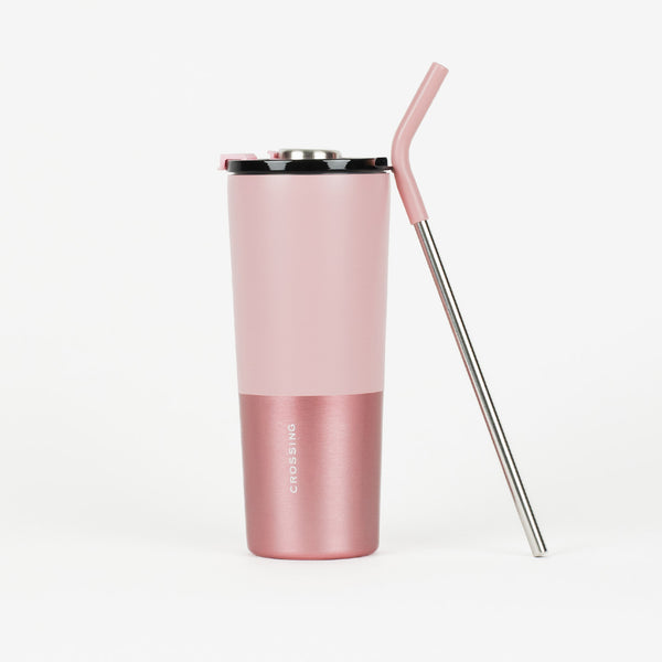 Crossing Volt Insulated Stainless Steel Straw Tumbler 710ML - Dusty Rose