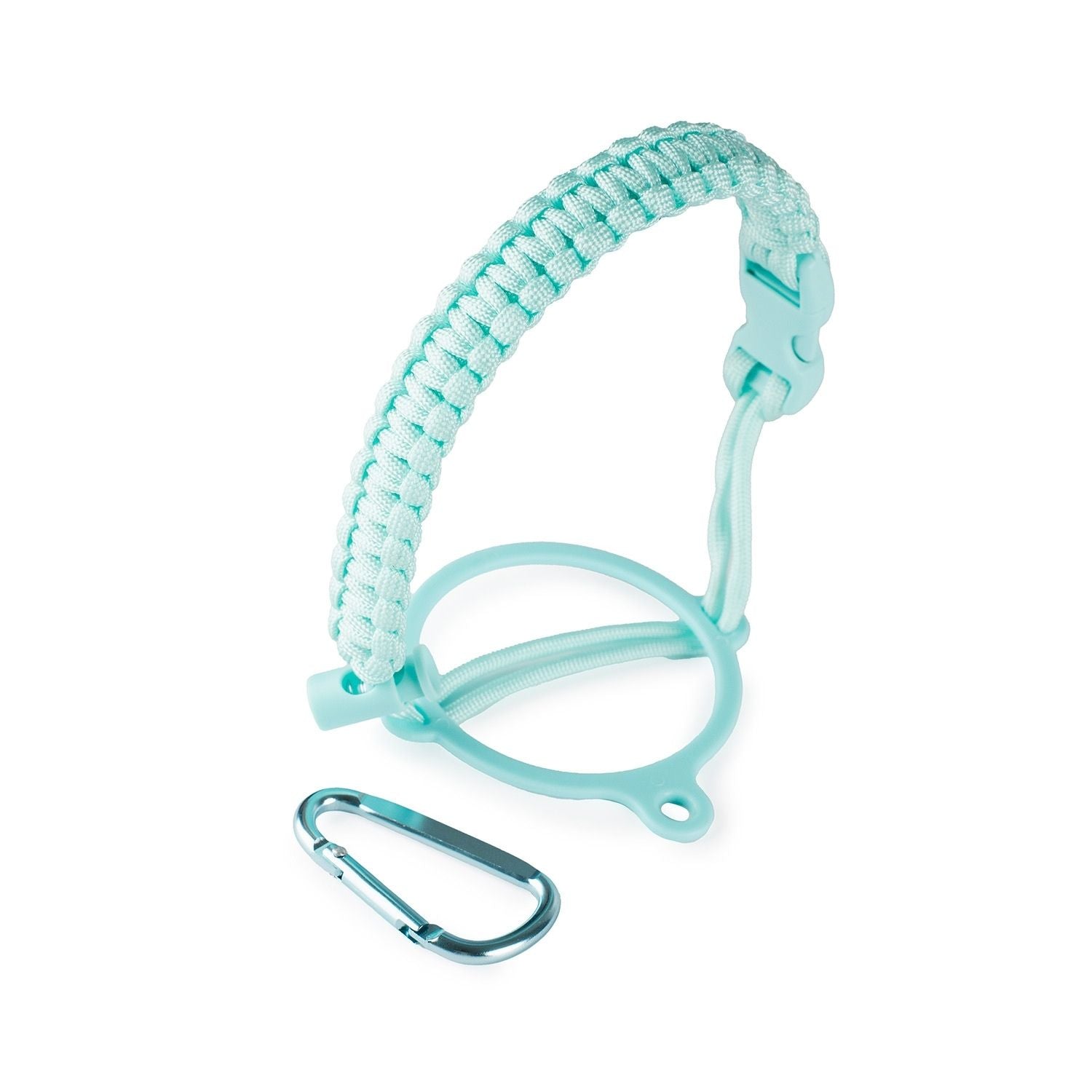 Crossing Paracord Bottle Carrier Strap with Carabiner - Aqua