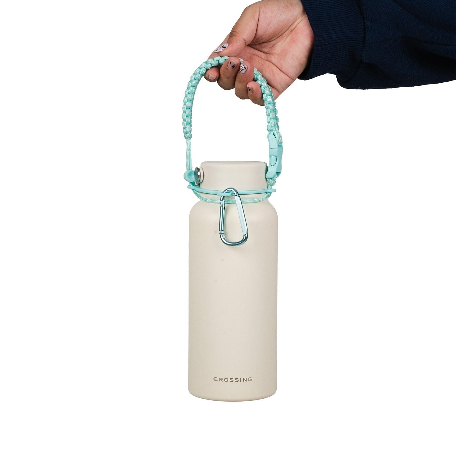Crossing Paracord Bottle Carrier Strap with Carabiner - Aqua