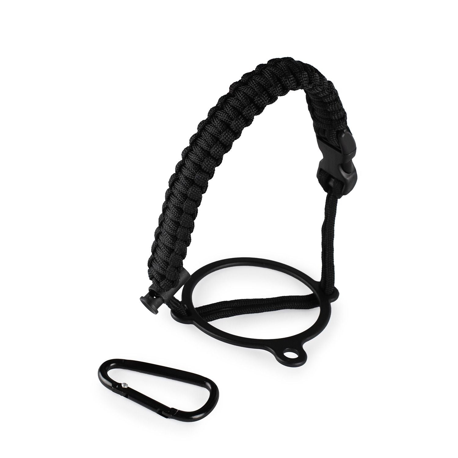 Crossing Paracord Bottle Carrier Strap with Carabiner - Black