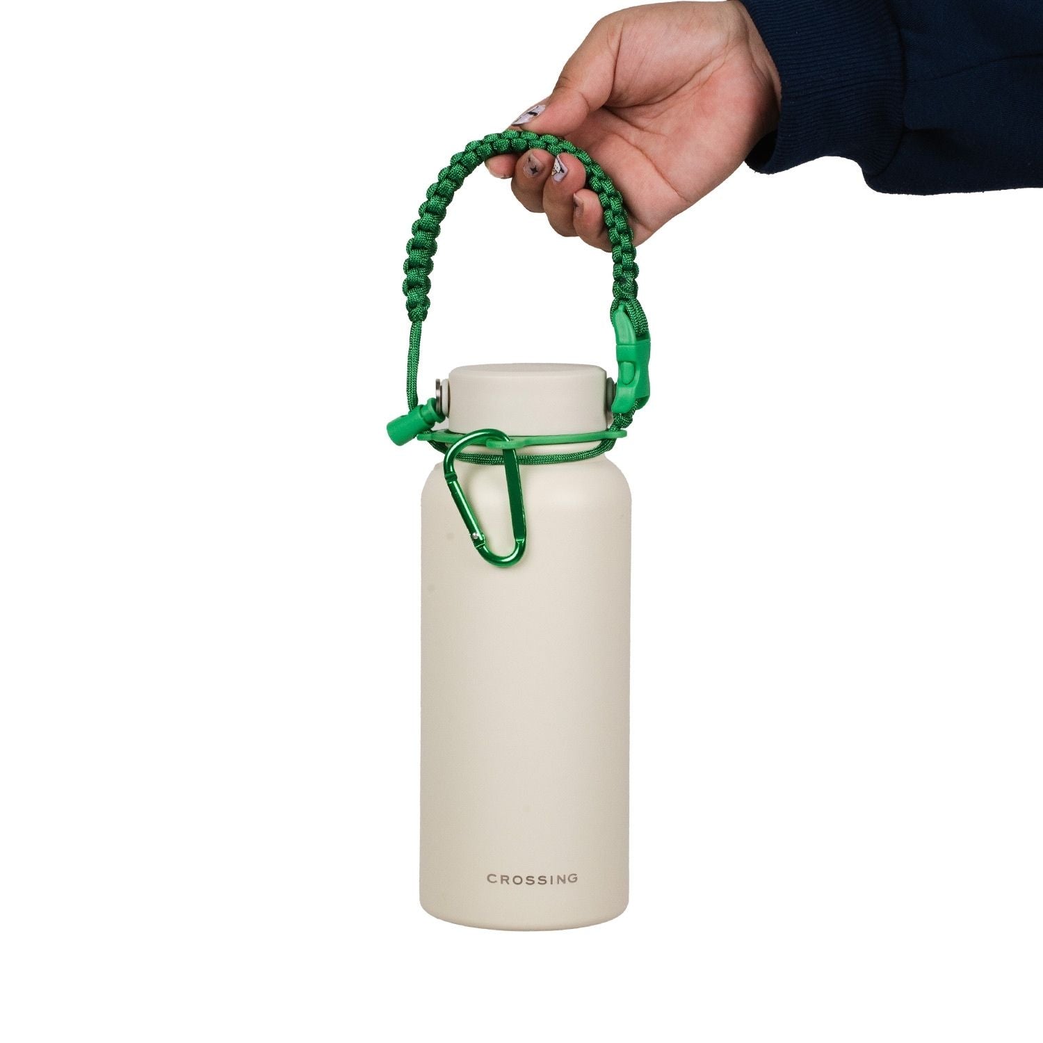 Crossing Paracord Bottle Carrier Strap with Carabiner - Bright Green