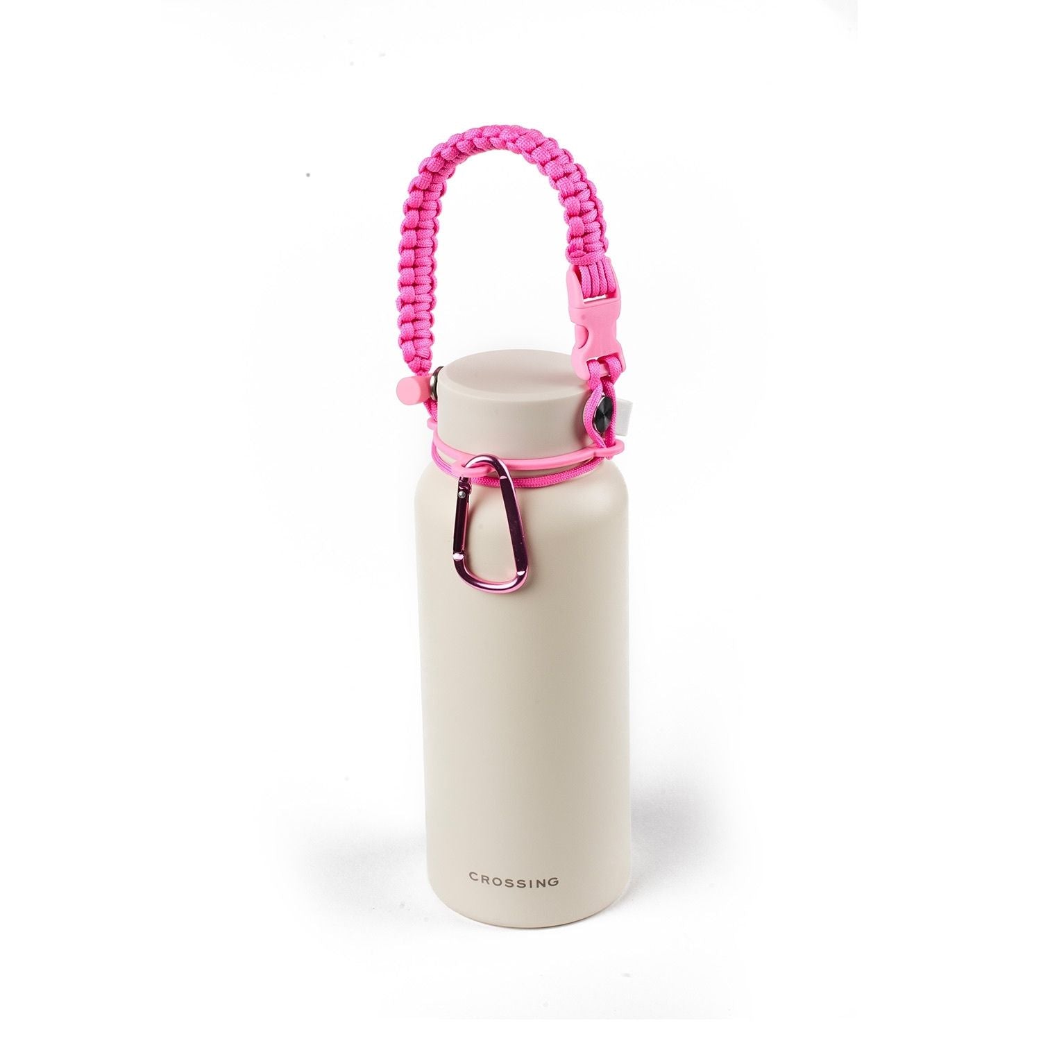 Crossing Paracord Bottle Carrier Strap with Carabiner - Hot Pink