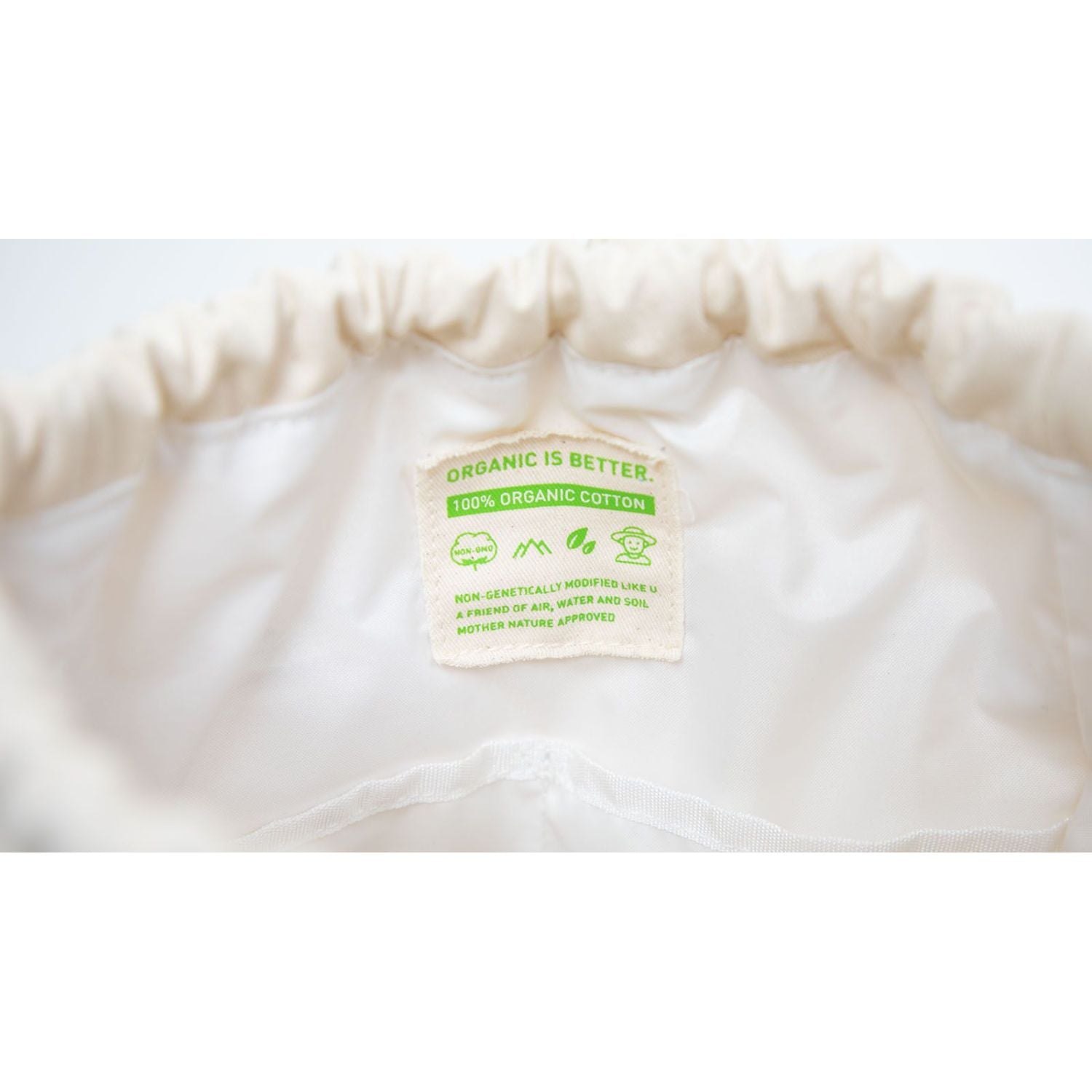 Doughnut Macaroon Mini Drawstring Organic Cotton Series Backpack - Beige