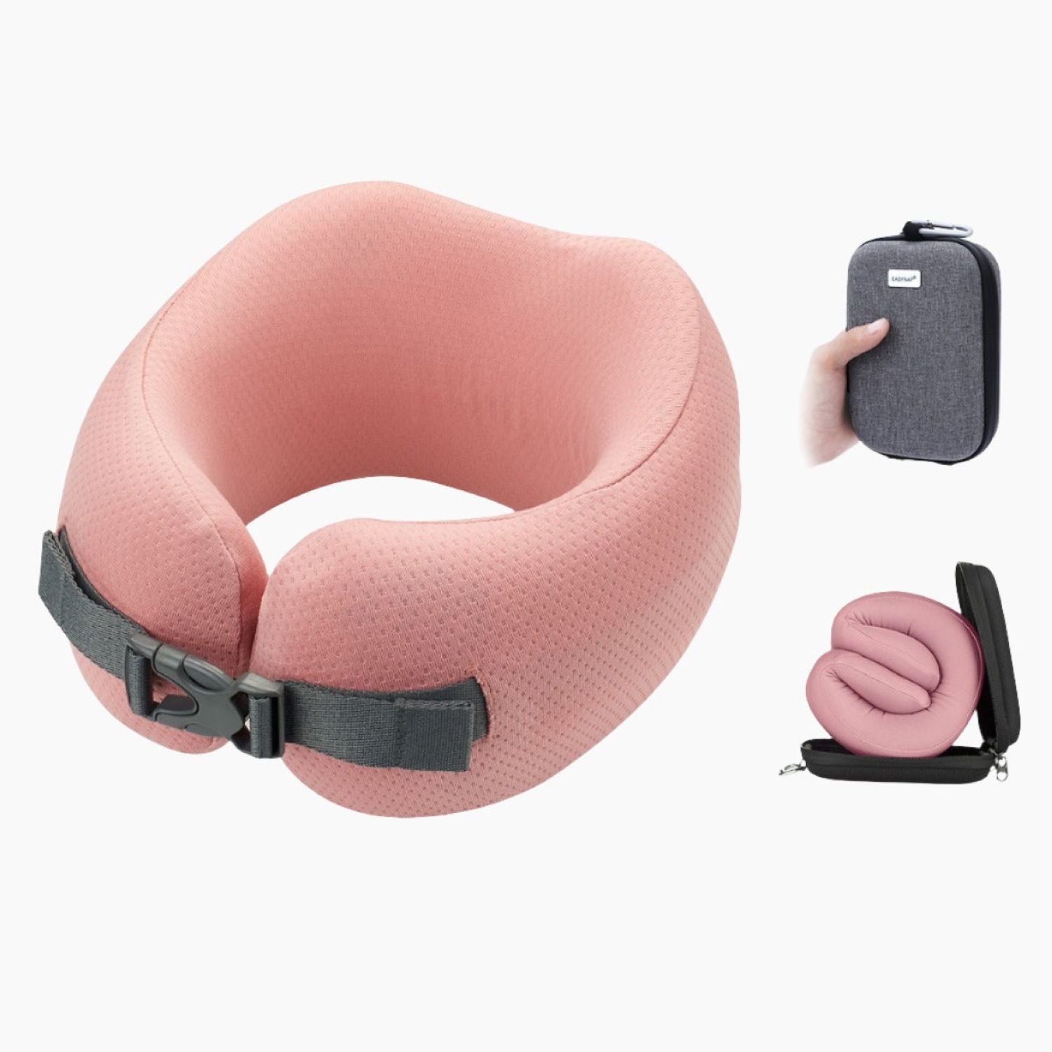 Easynap Foldable Pocket Travel Neck Pillow With Pouch Medium - Candlelight Peach (Pink)