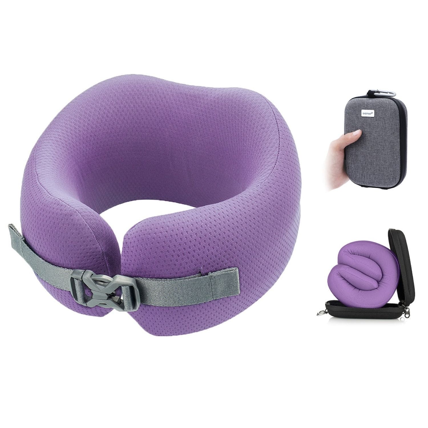 Easynap Foldable Pocket Travel Neck Pillow With Pouch Medium - Lavender (Purple)