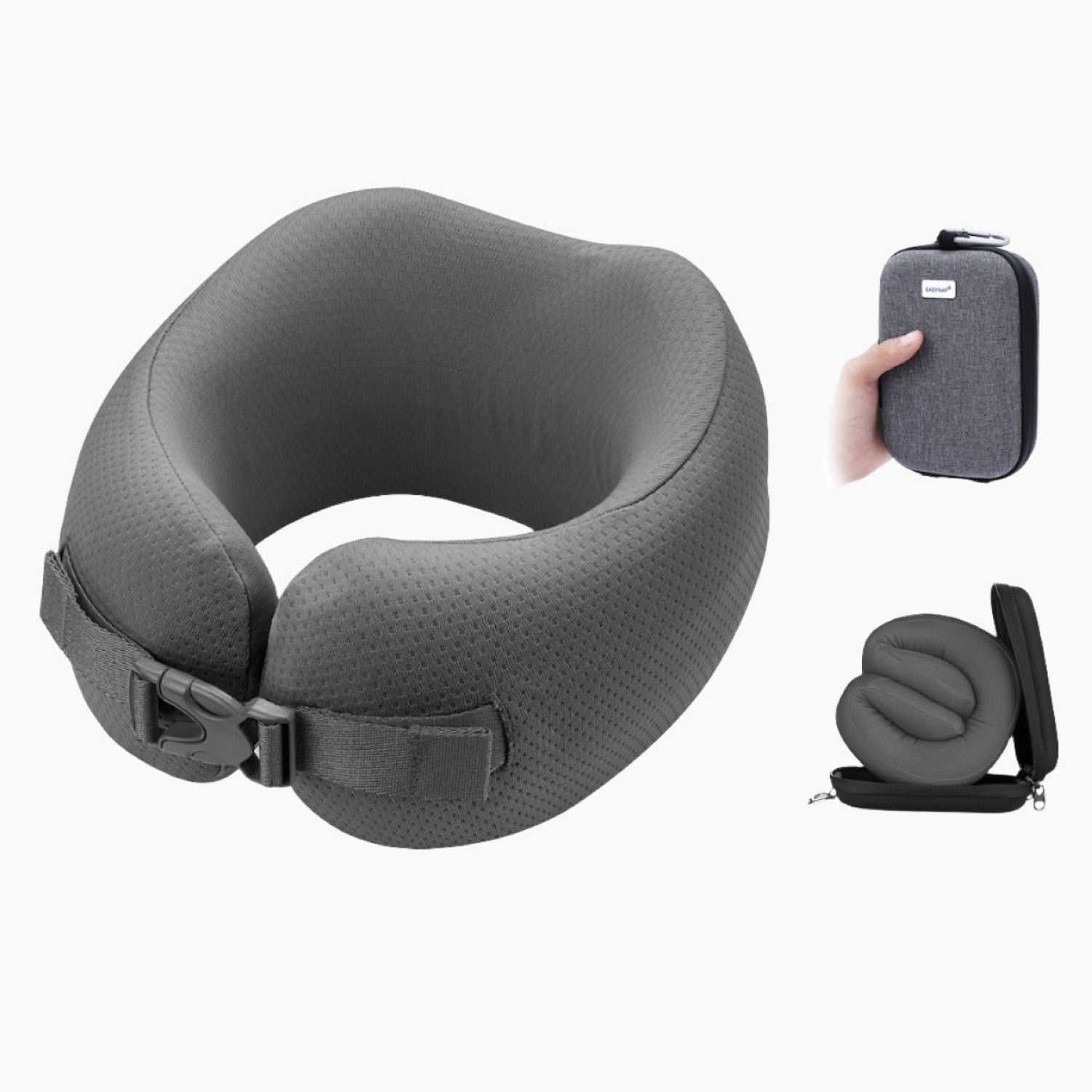 Easynap Foldable Pocket Travel Neck Pillow With Pouch Medium - Pewter Gray