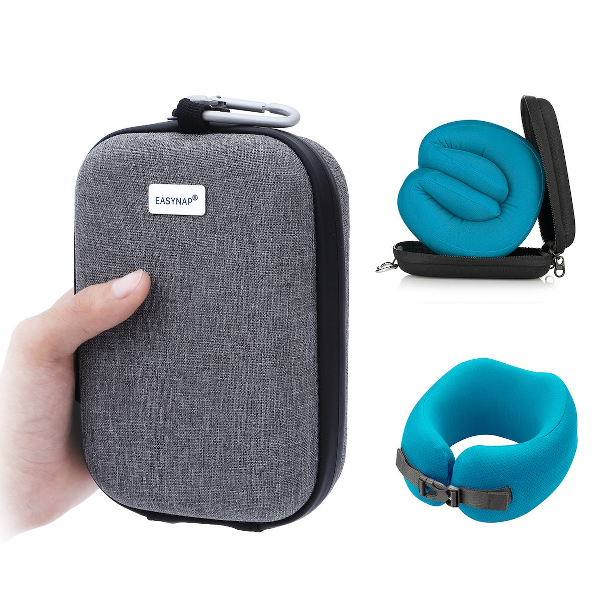 Easynap Foldable Pocket Travel Neck Pillow With Pouch Small - Algiers Blue (Turquoise)