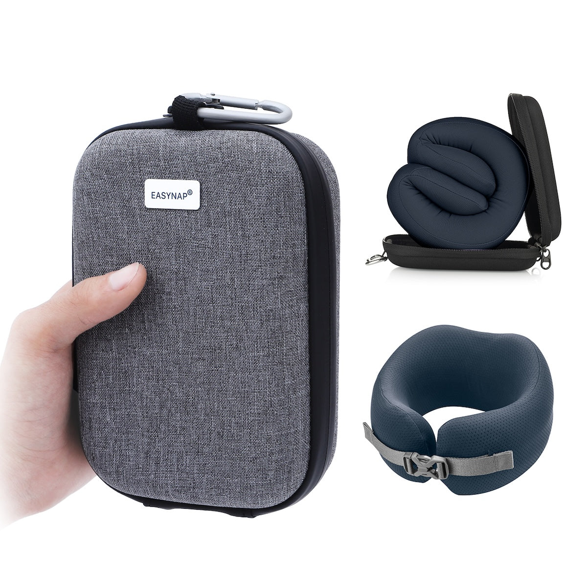 Easynap Foldable Pocket Travel Neck Pillow With Pouch Small - Pewter Gray