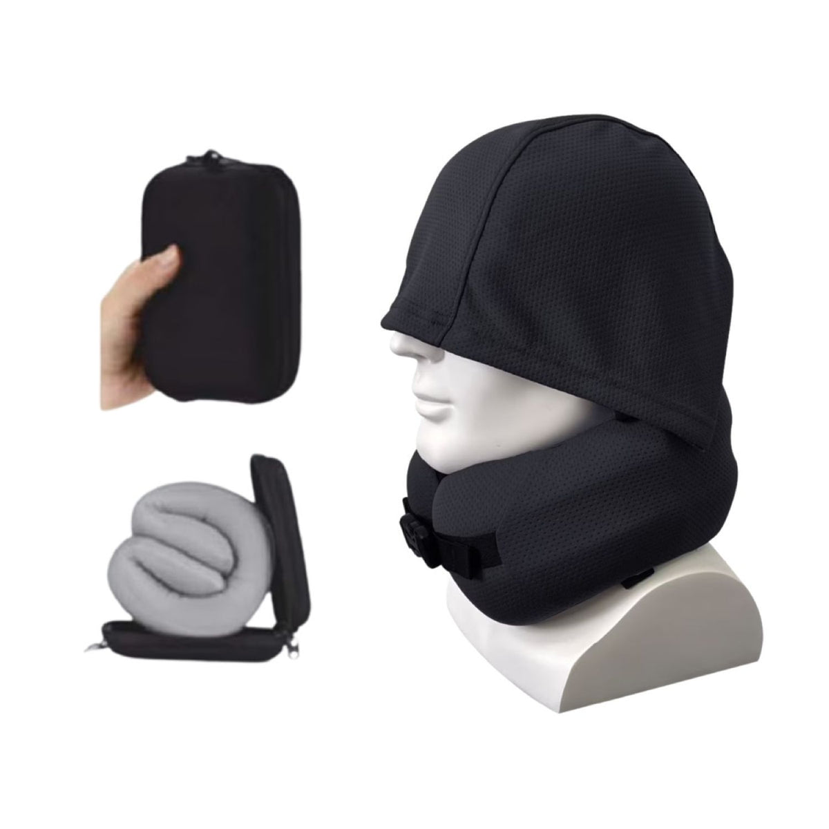 Easynap Travel Hooded Neck Pillow With Pouch - Moonless Night