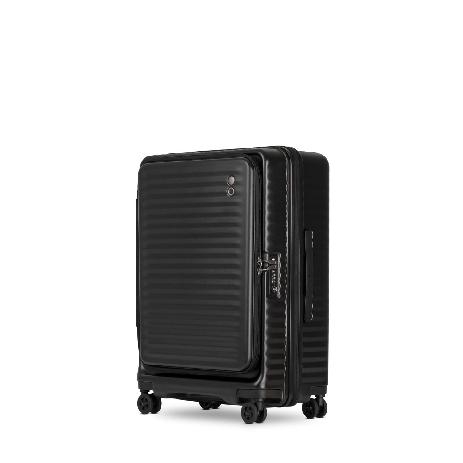 Echolac Celestra 24" Medium Upright Luggage With Front Access Opening (Black)