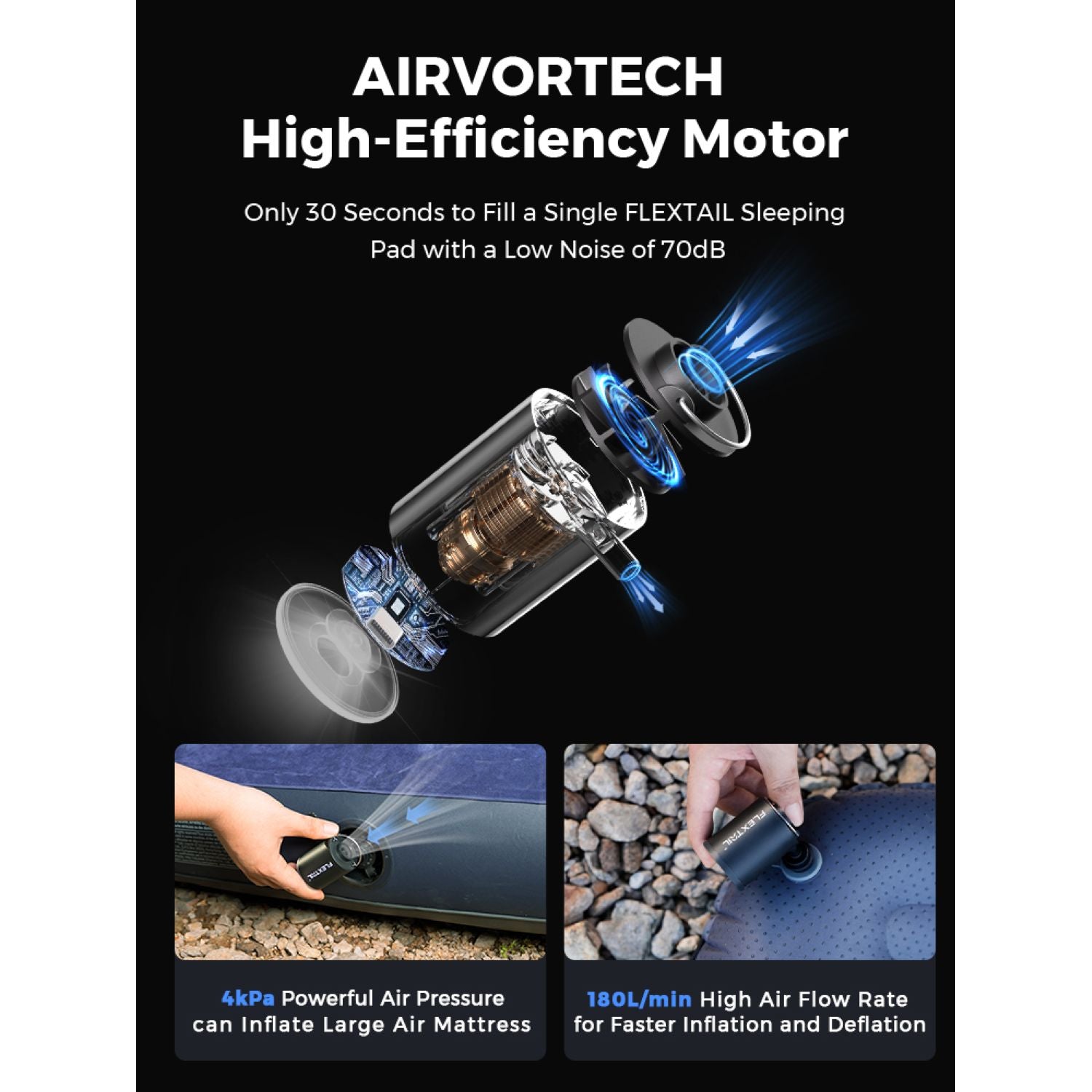 Flextail Tiny Portable Travel Vacuum Pump 2024 - Black