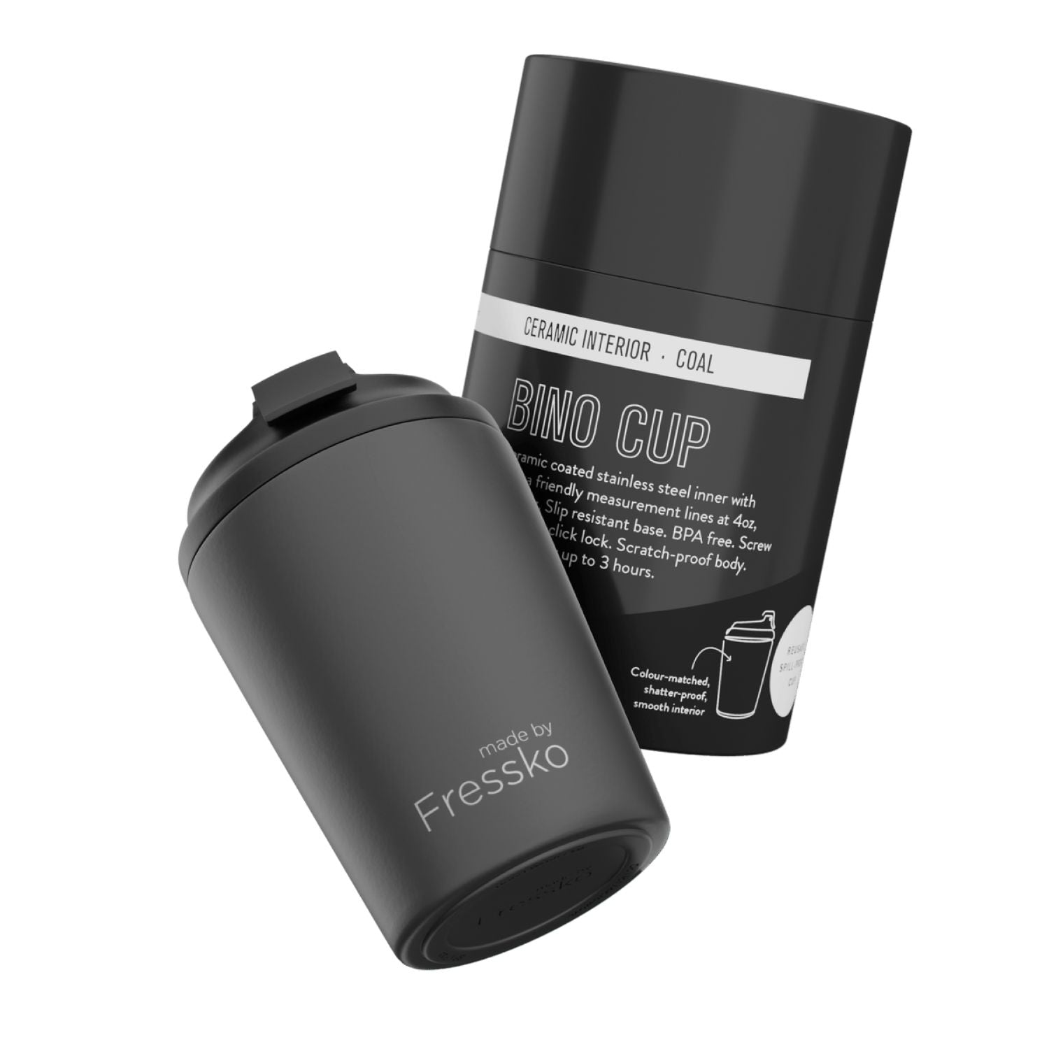 Made By Fressko Bino 8oz Insulated Ceramic Cup - Coal