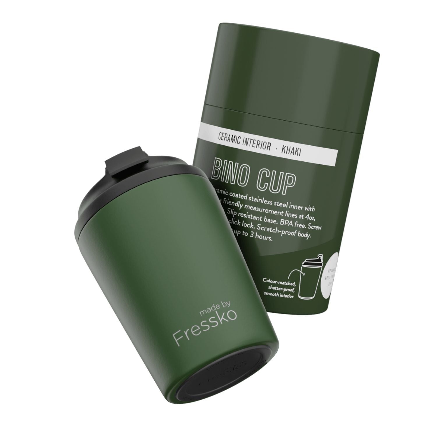 Made By Fressko Bino 8oz Insulated Ceramic Cup - Khaki