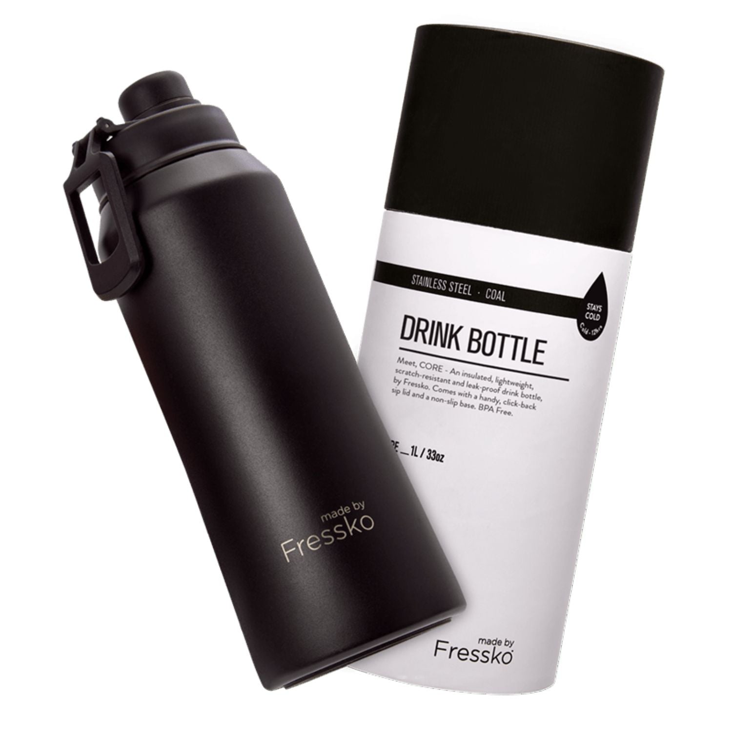 Made By Fressko Core 34oz Insulated Stainless Steel Drink Bottle - Coal