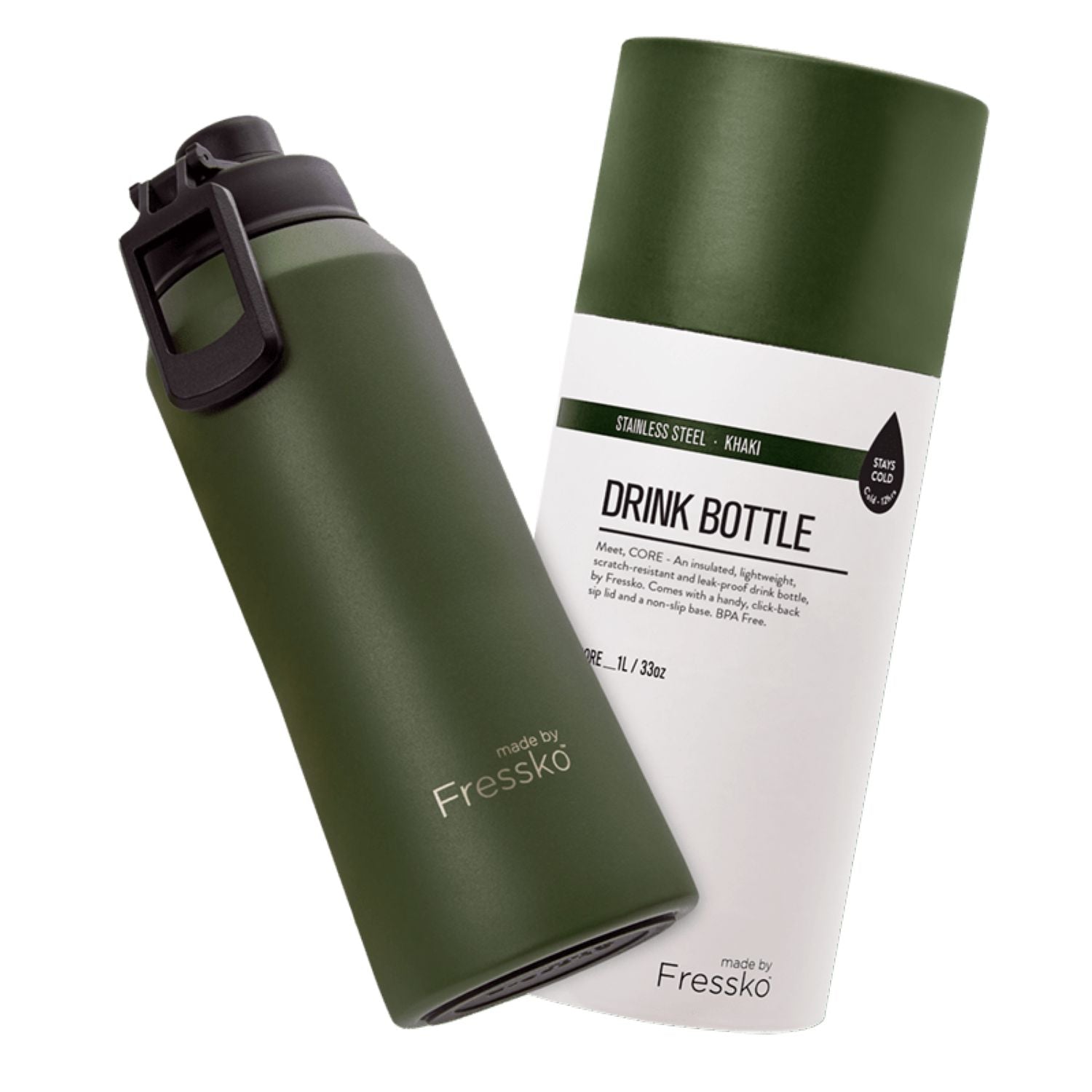 Made By Fressko Core 34oz Insulated Stainless Steel Drink Bottle - Khaki