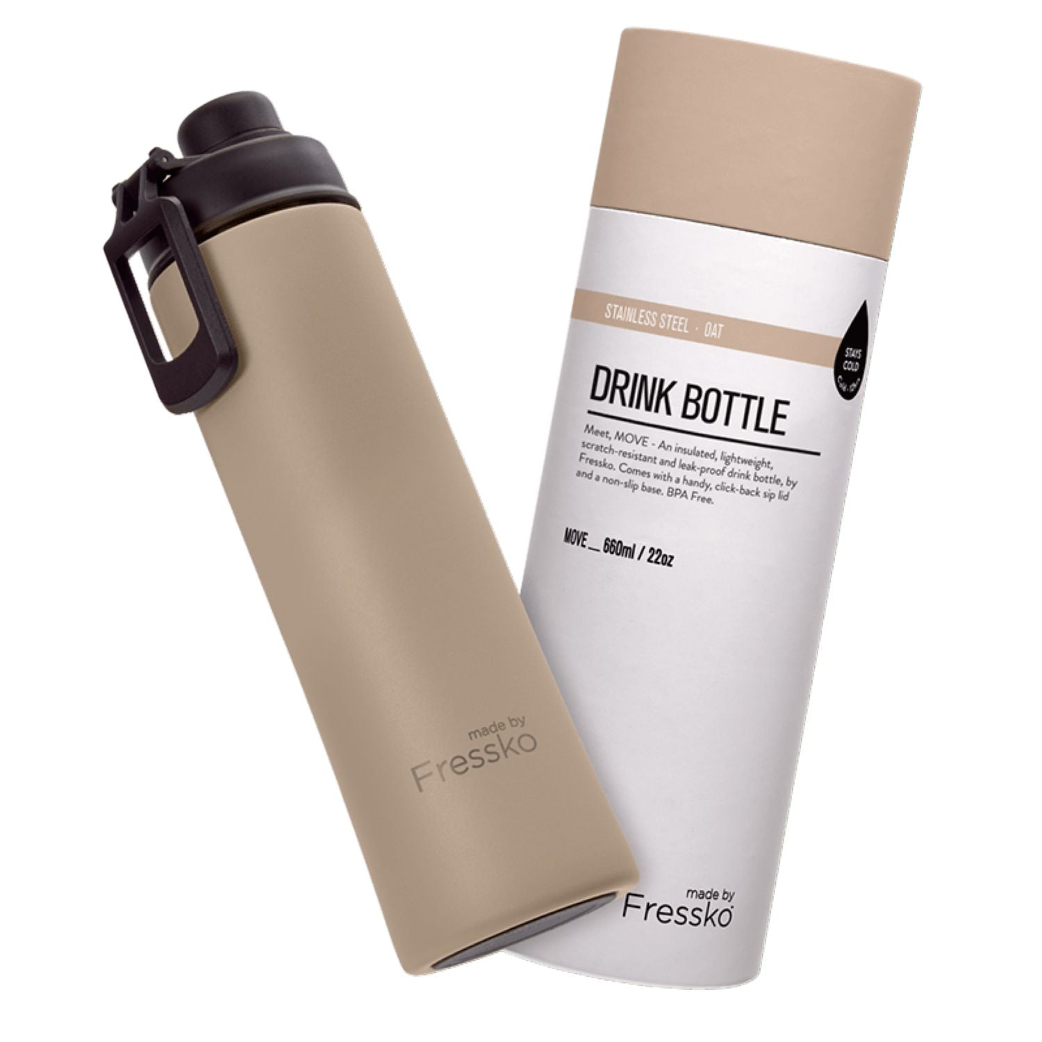 Made By Fressko Move 22oz Insulated Stainless Steel Drink Bottle - Oat