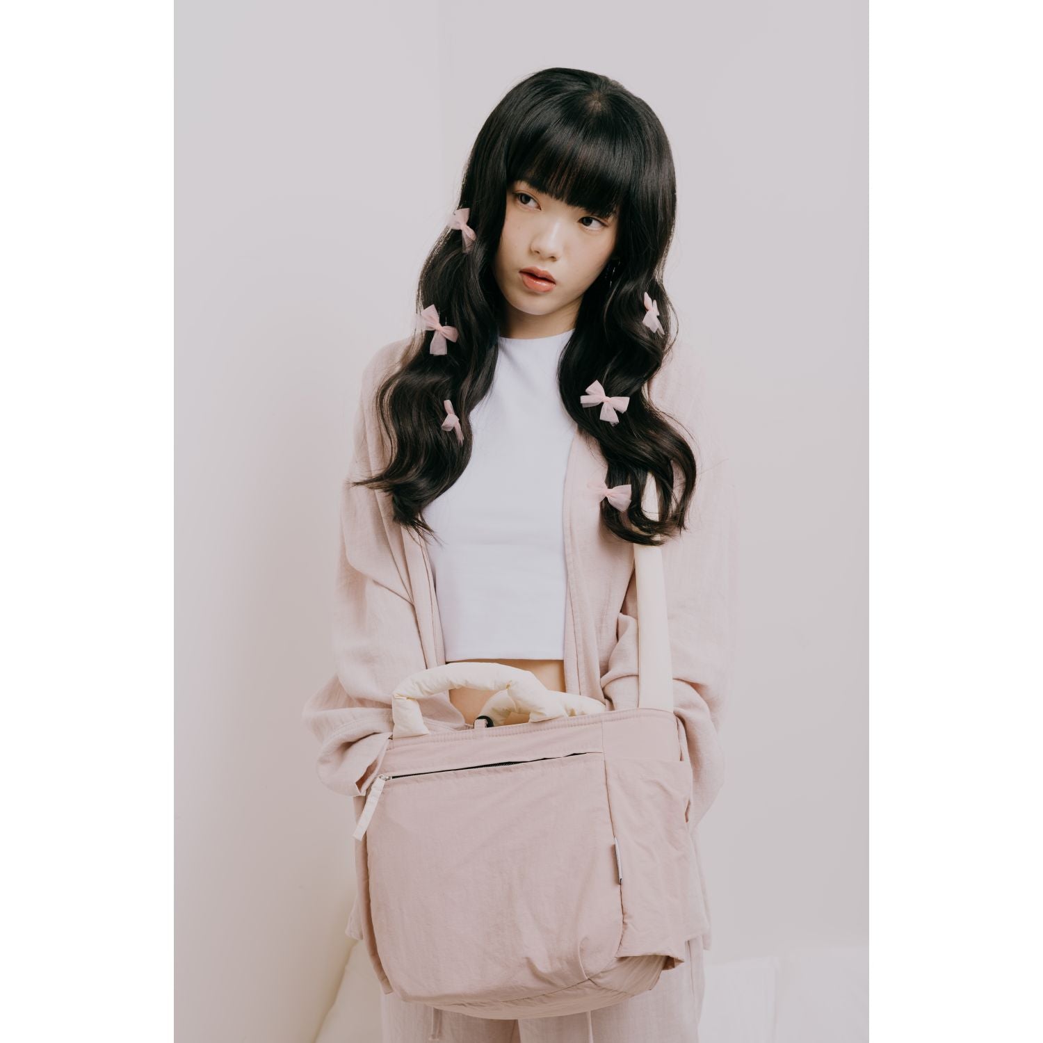 Hellolulu Kelis Double Sided 2-Way Shoulder Bag (Ivory White/Icing Pink)