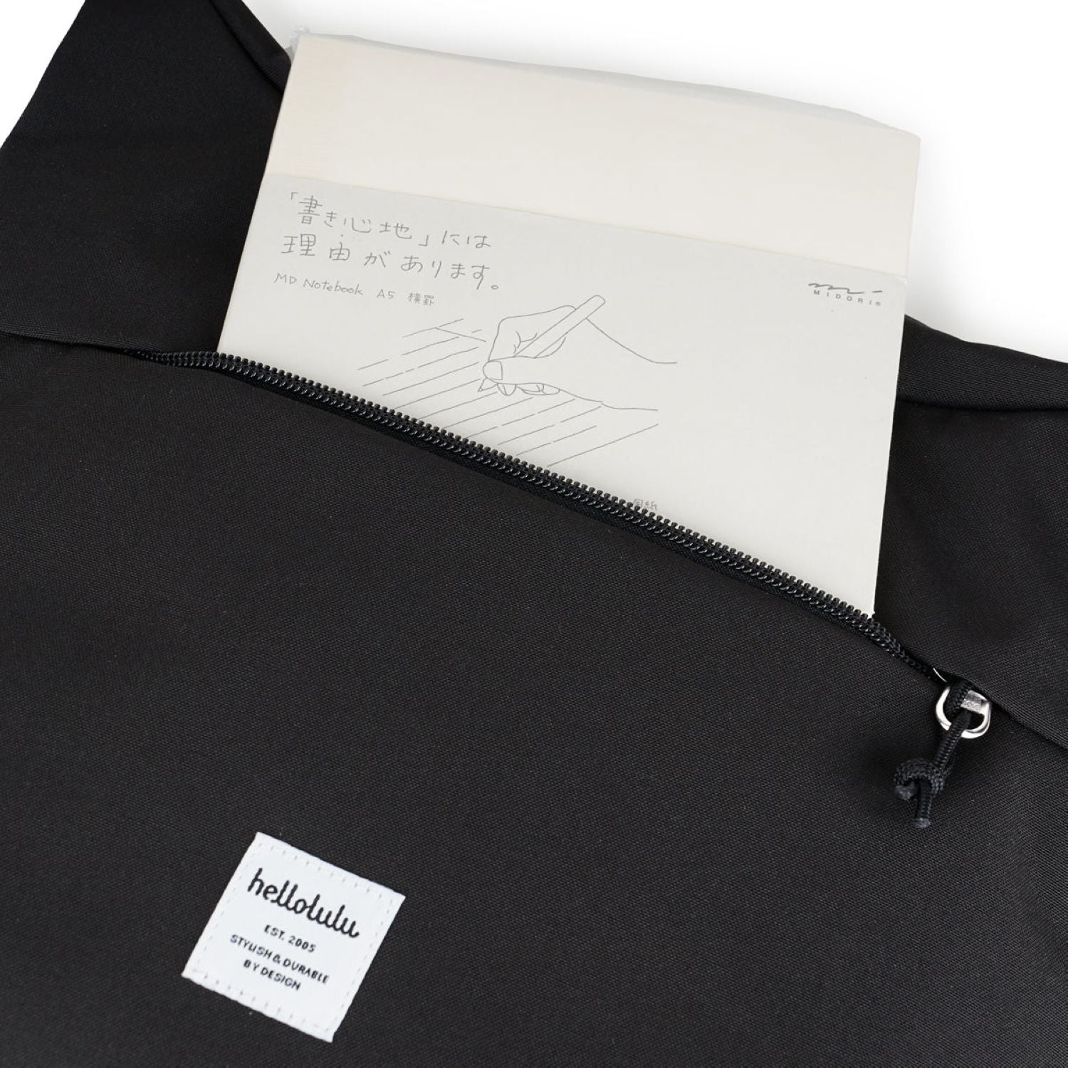 Hellolulu Lucas Wide Zip Shoulder Bag (Flat Black)