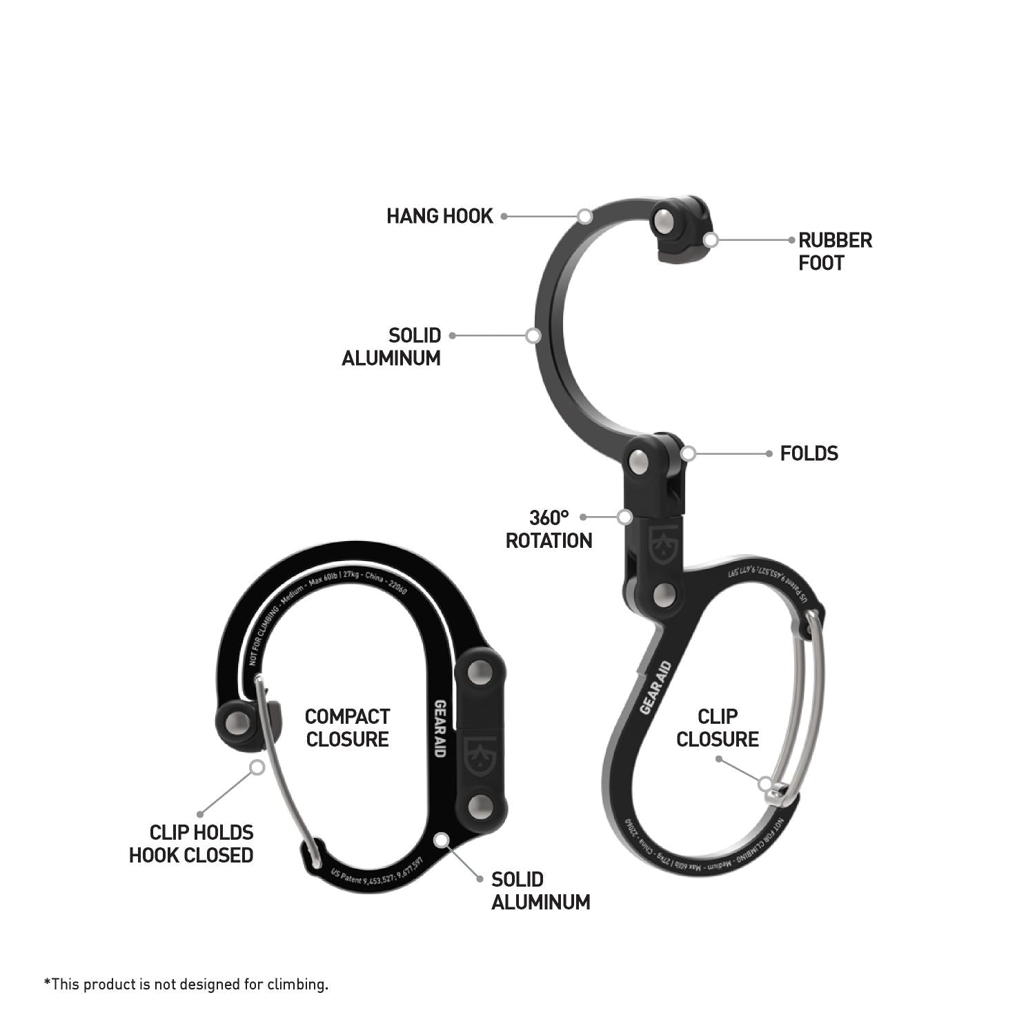Heroclip Carabiner Medium - Black & Gray