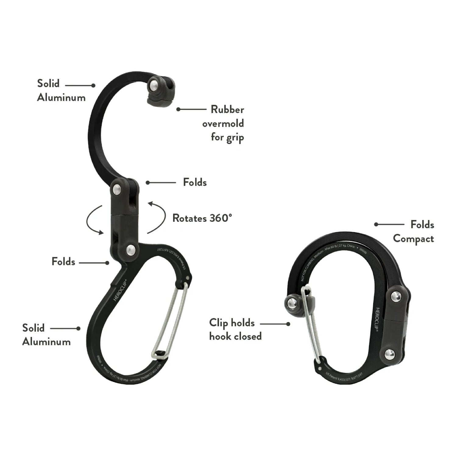 Heroclip Carabiner Medium - Stealth Black