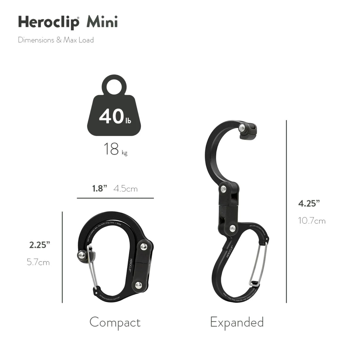 Heroclip Carabiner Mini - Stealth Black