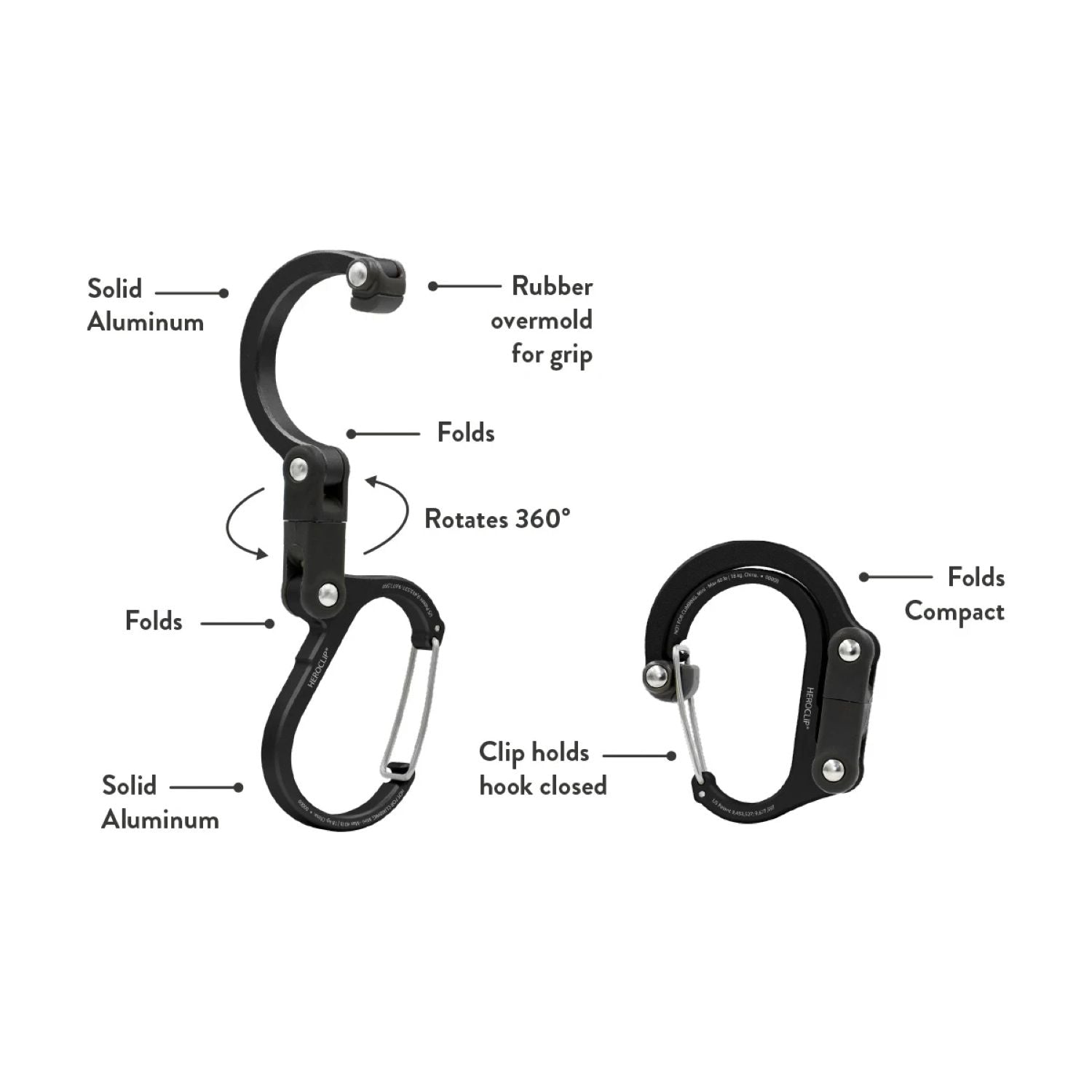 Heroclip Carabiner Mini - Stealth Black