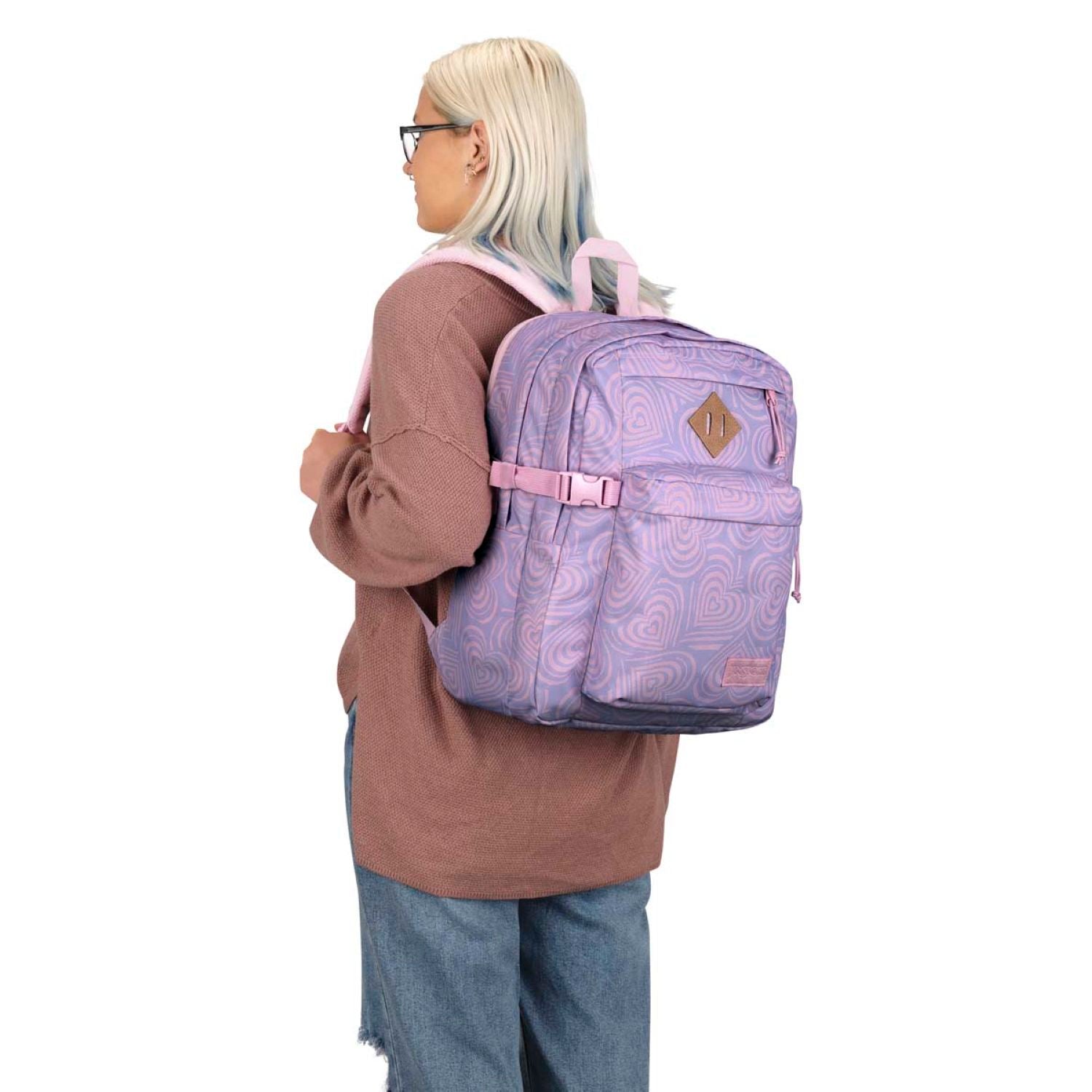 Jansport Main Campus Backpack - Heavenly Hearts Pink