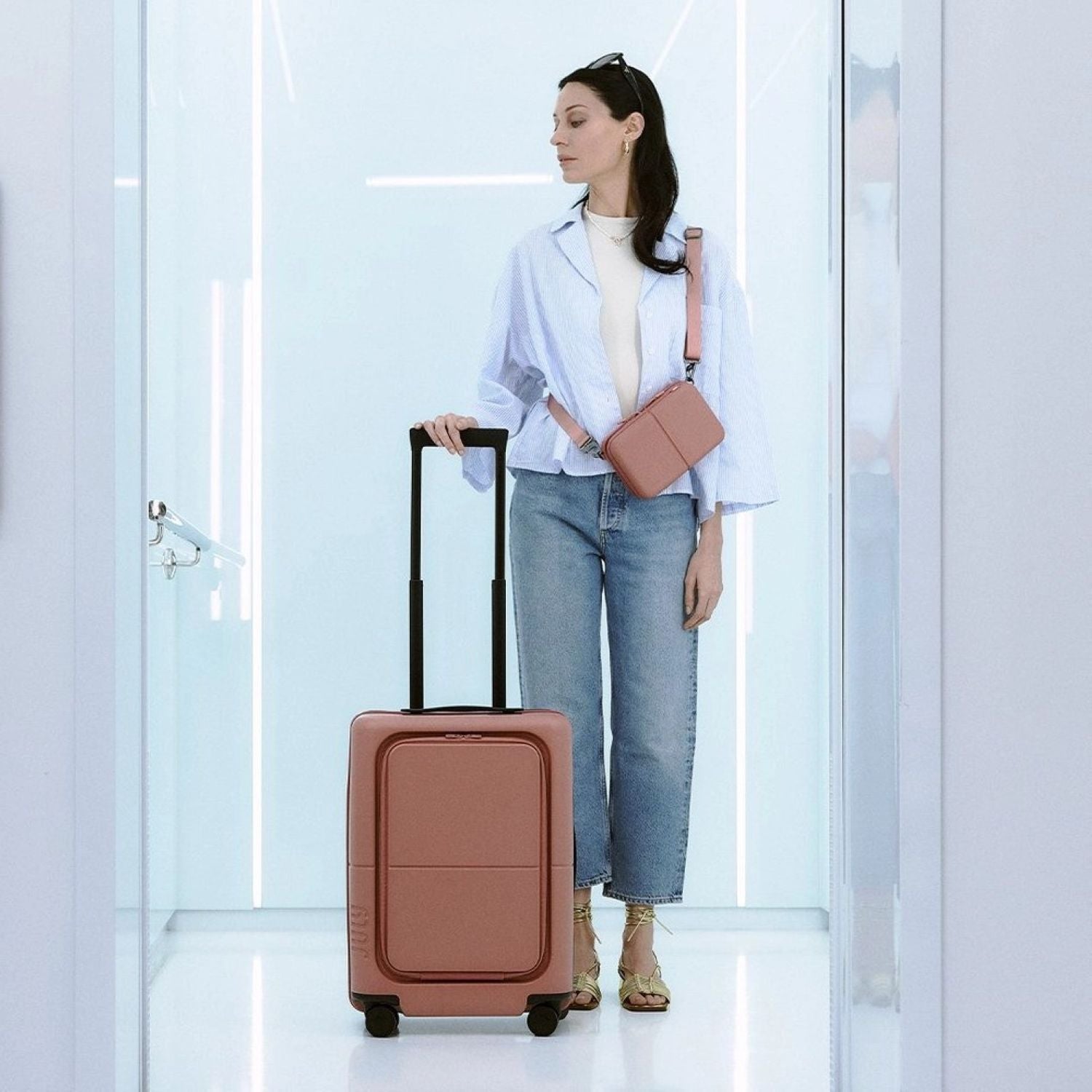 July Carry On Pro (Hard) Polycarbonate 20" Luggage With Front Access Opening - Clay