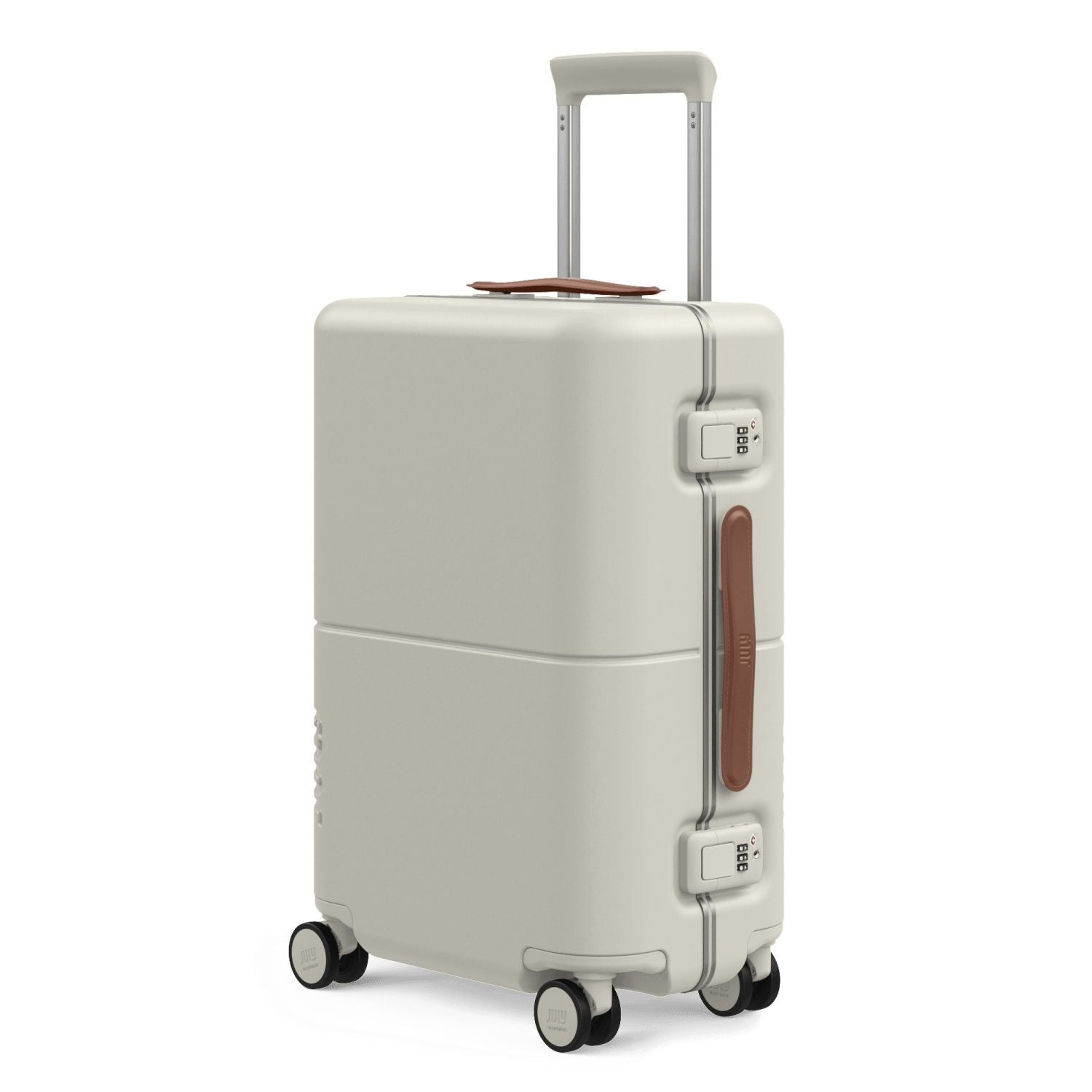 July Carry On Trunk Polycarbonate 21" Luggage With Fast Charge Usb-C Cable - Cream