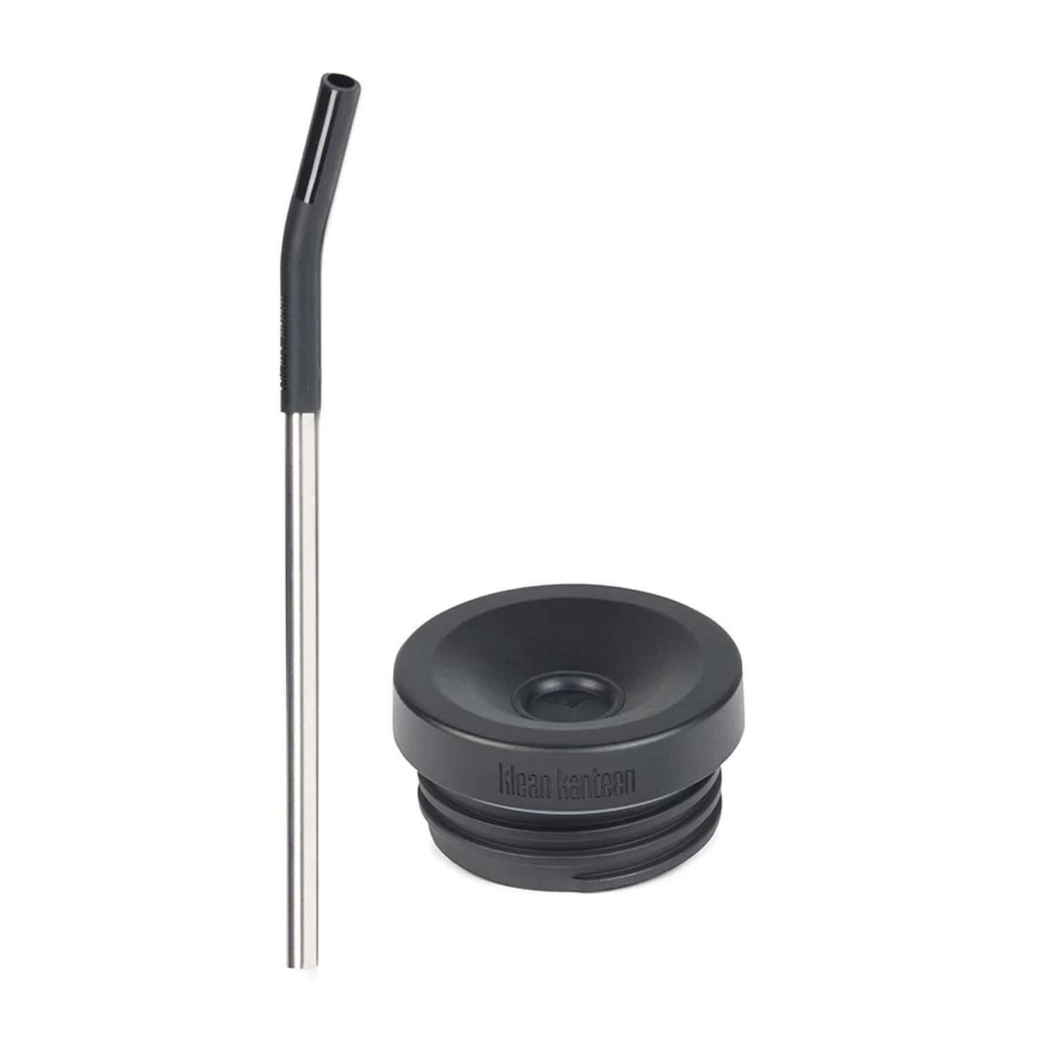 Klean Kanteen Water Bottle Wide Straw Cap (for TKWide Bottles) (Black/Brushed Stainless)