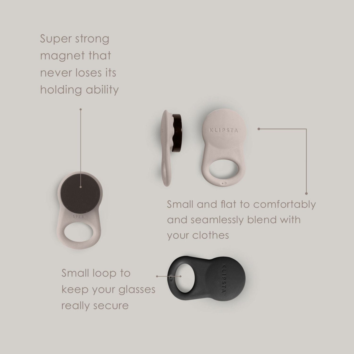 Klipsta Spex Glasses Clips Combo (Black/Stone)