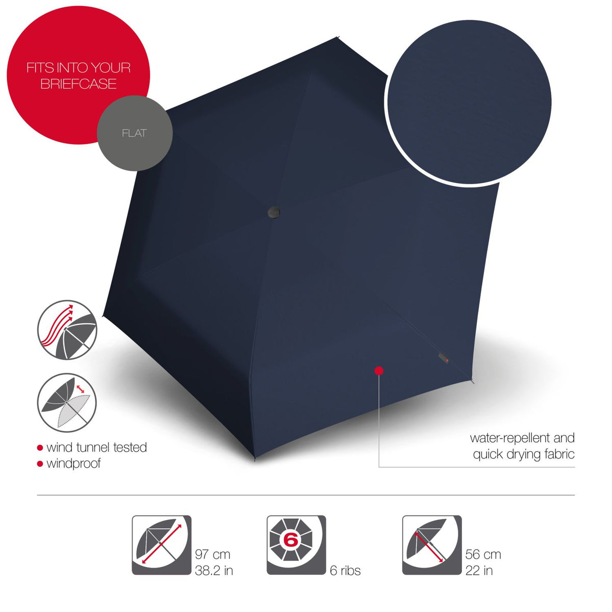 Knirps U.200 Paraguas De Lluvia Ultraligero Duomático Con Ci | Cuotas