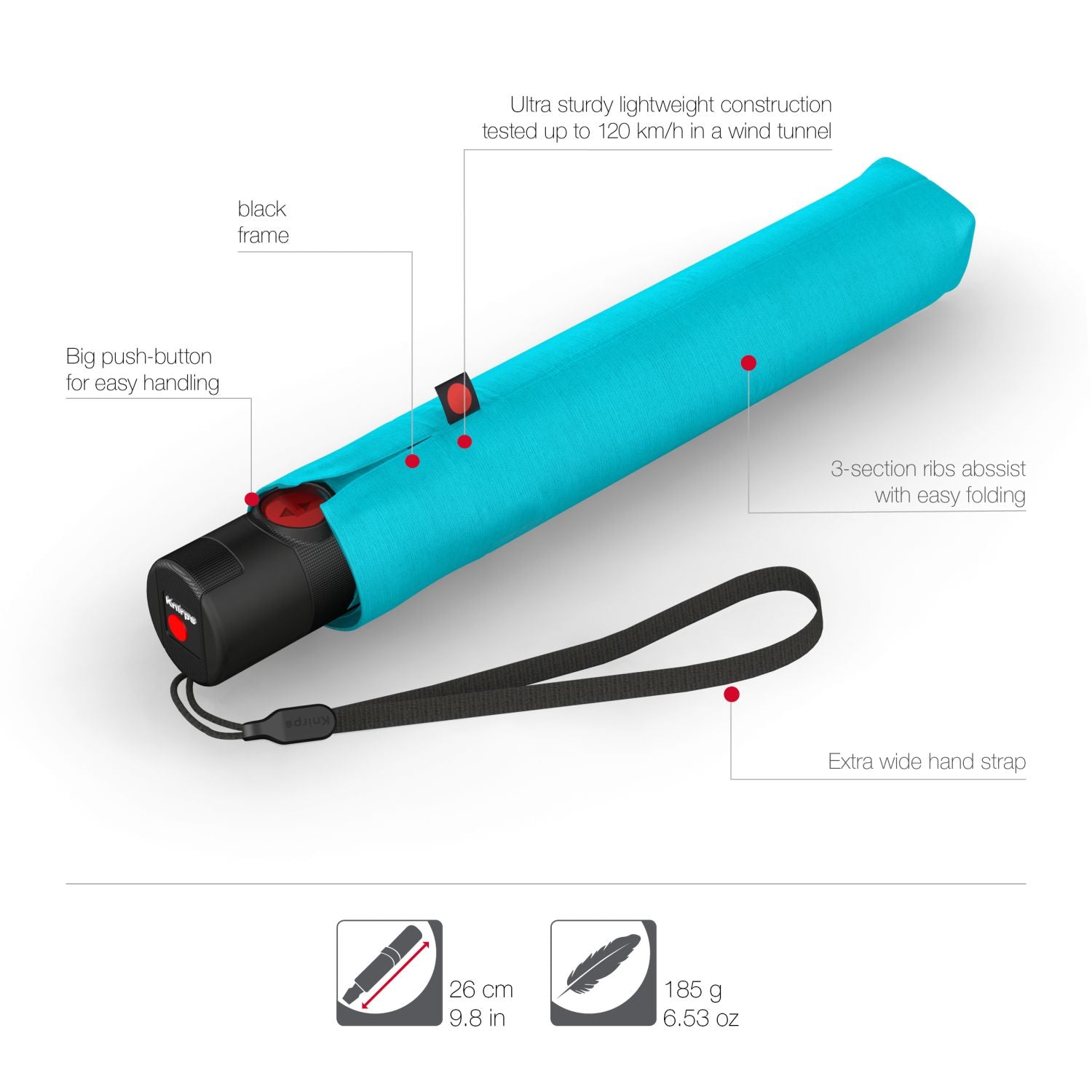 Knirps U.200 Ultra Light Duomatic Umbrella - Aqua