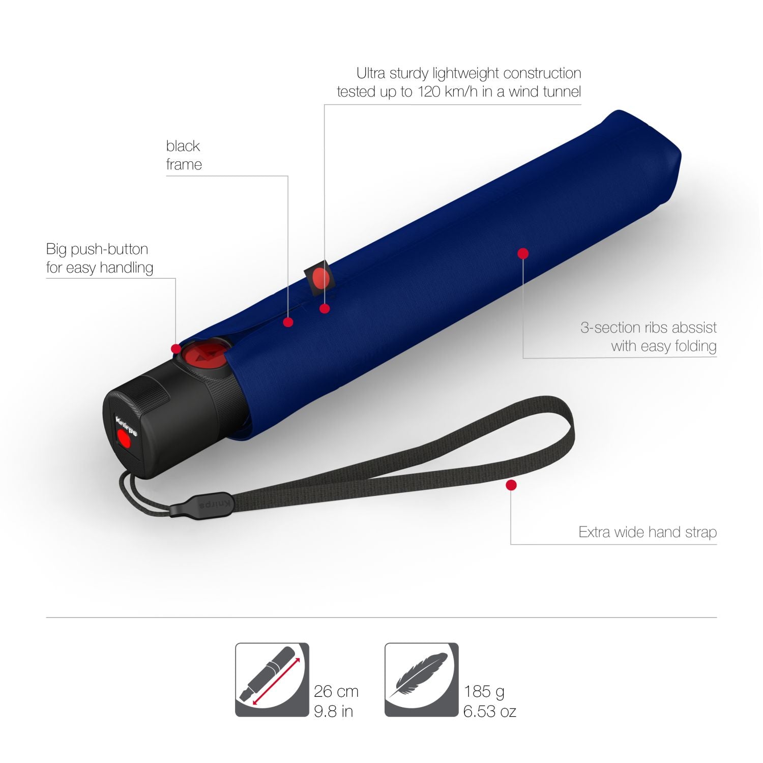 Knirps U.200 Ultra Light Duomatic Umbrella - Navy