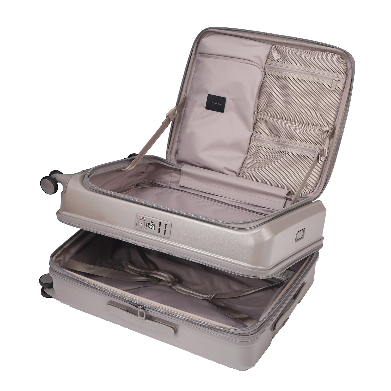 CROSSING INVI 25" Medium Expandable Luggage With Front & Middle Access V3 - Latte