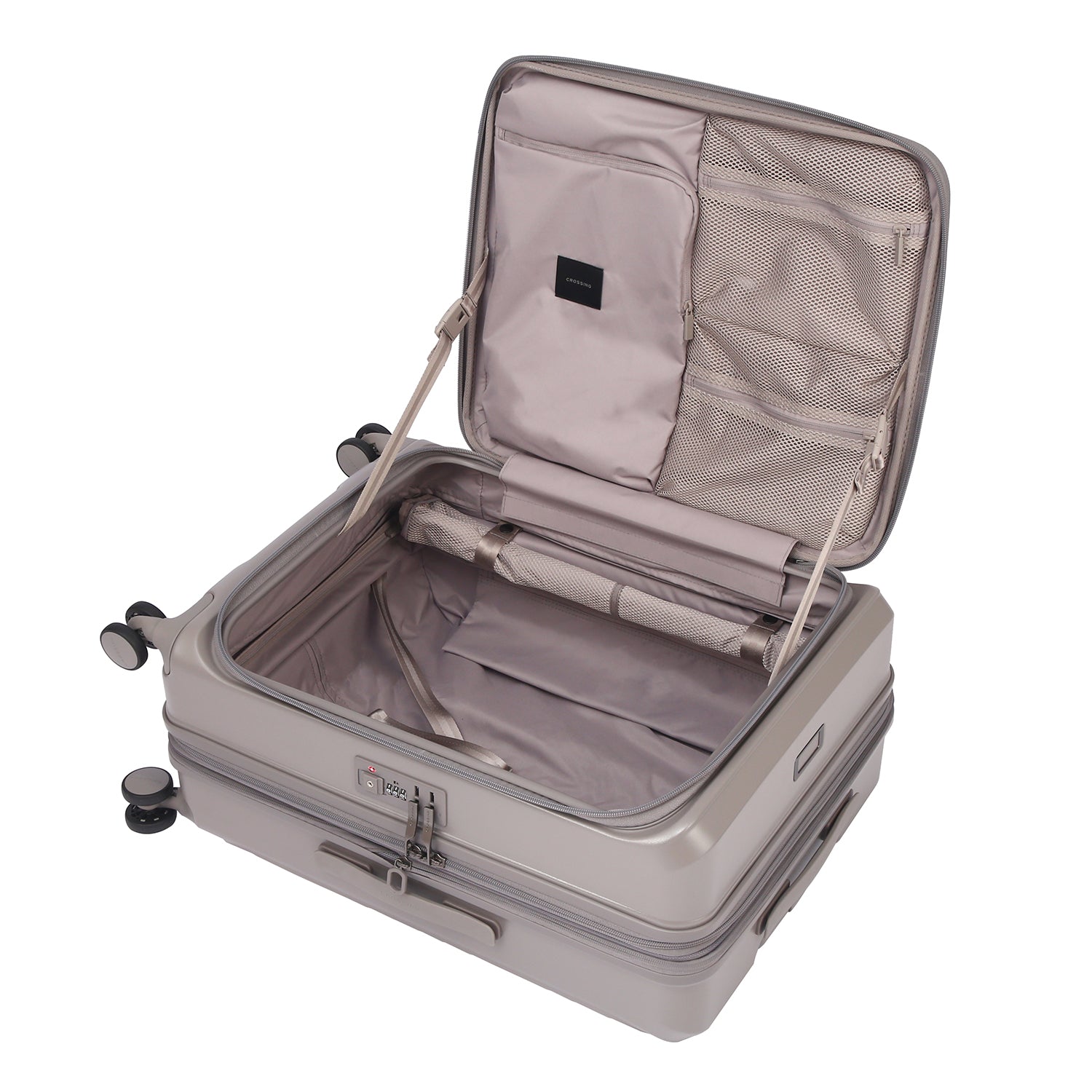 CROSSING INVI 25" Medium Expandable Luggage With Front & Middle Access V3 - Latte