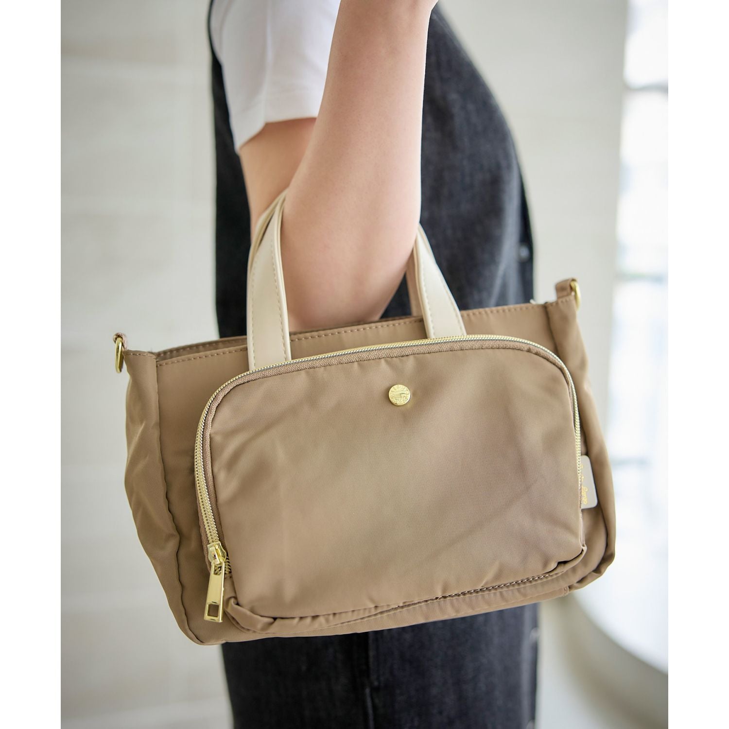 Legato Largo One Mile 2Way Wallet Shoulder Bag (Grey Beige)