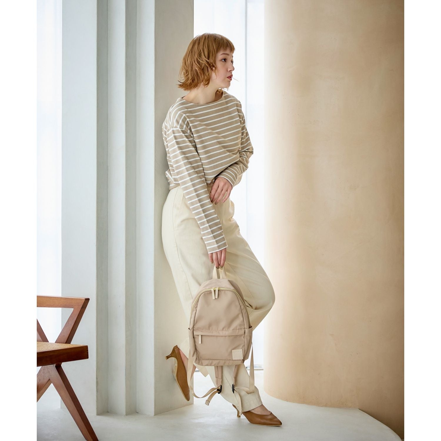 Legato Largo Silky Mini Backpack (Beige)
