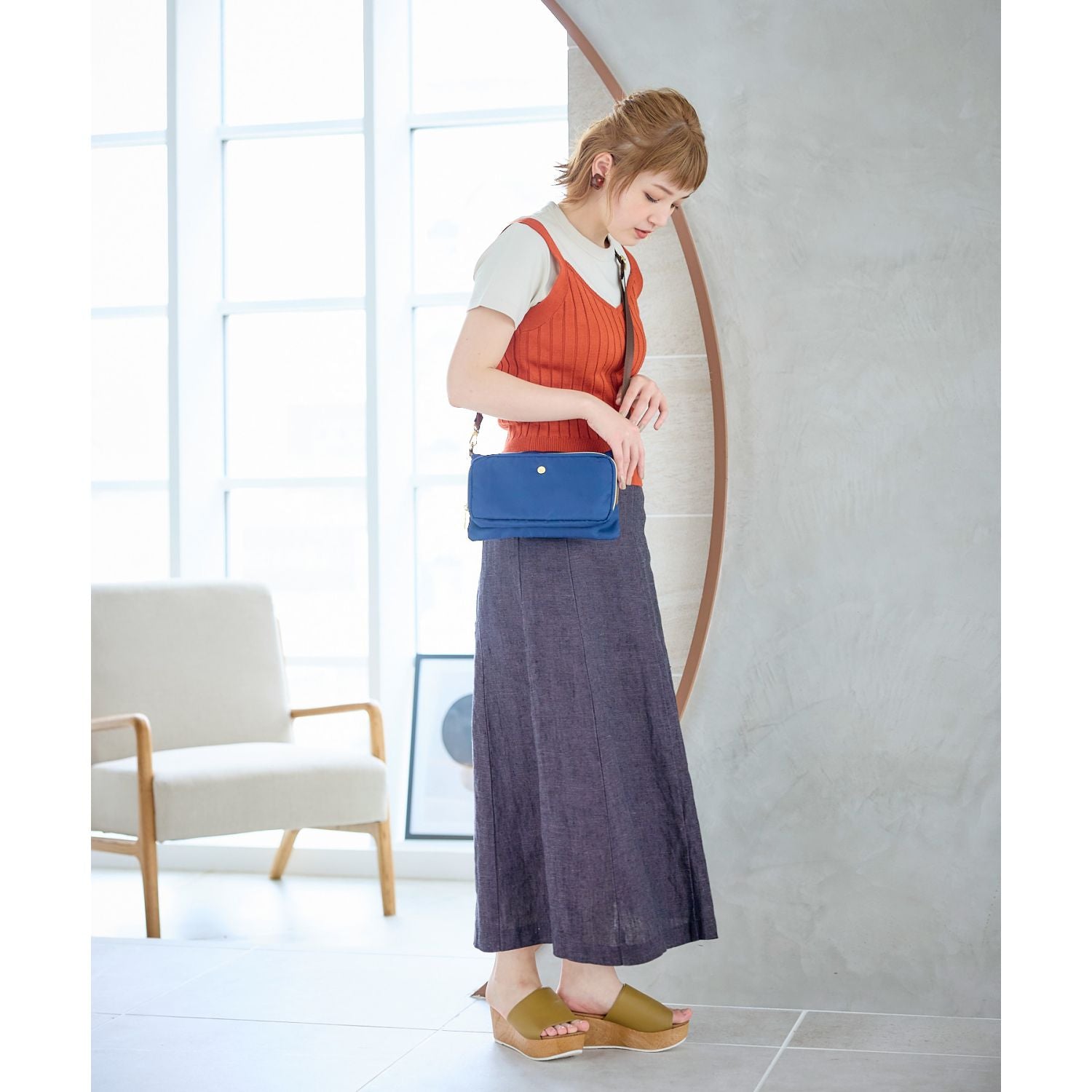 Legato Largo One Mile Wallet Shoulder Bag (Navy)
