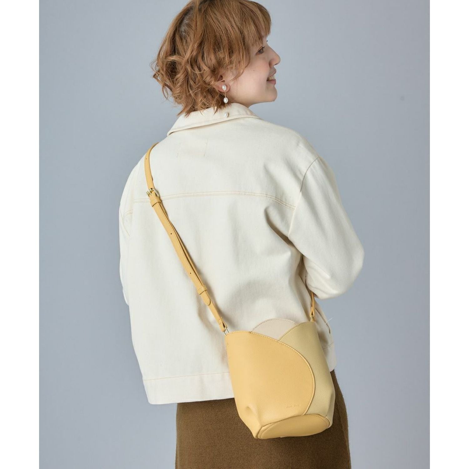 Legato Largo Tulip Faux Leather Series Mini Shoulder Bag (Pink/Beige)