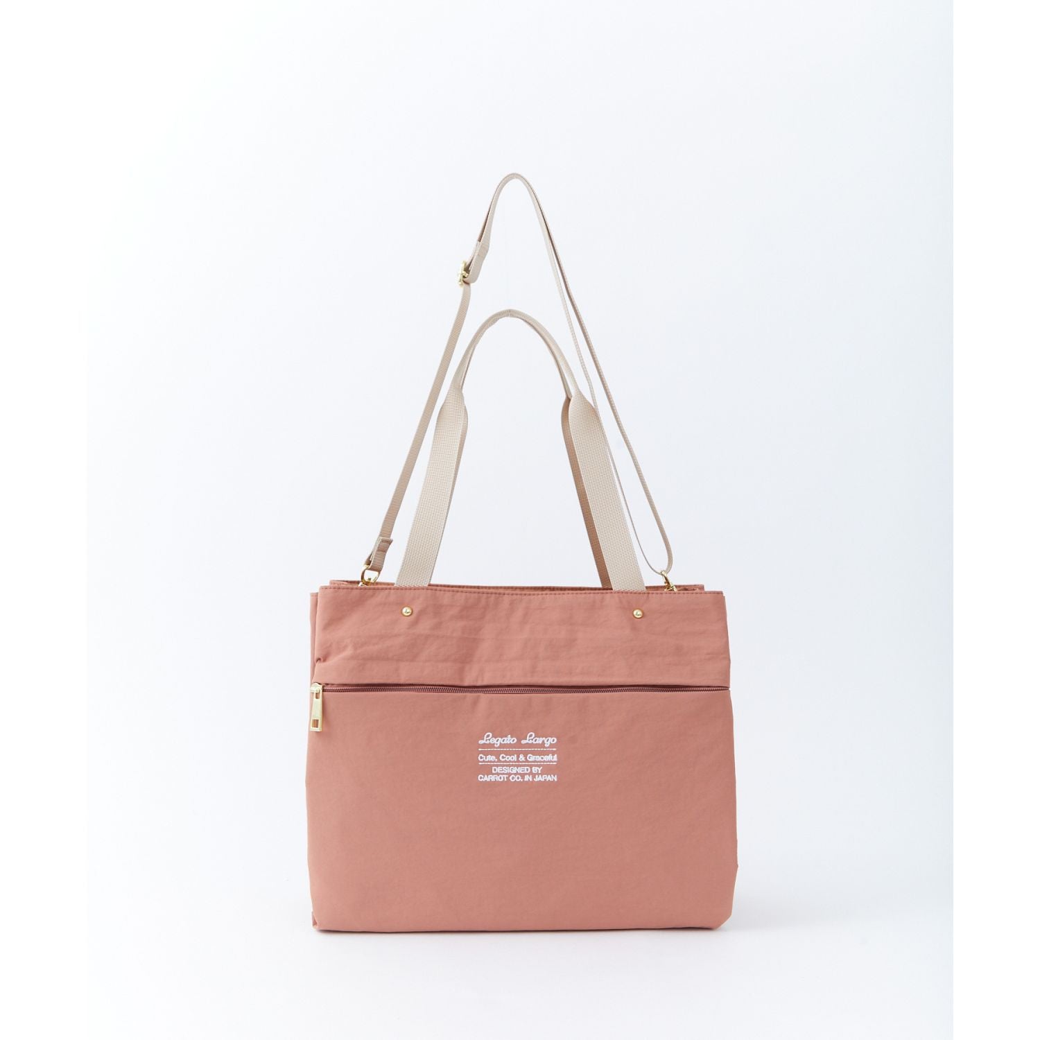 Legato Largo Washable Nylon 2Way Tote Bag (Dark Pink)