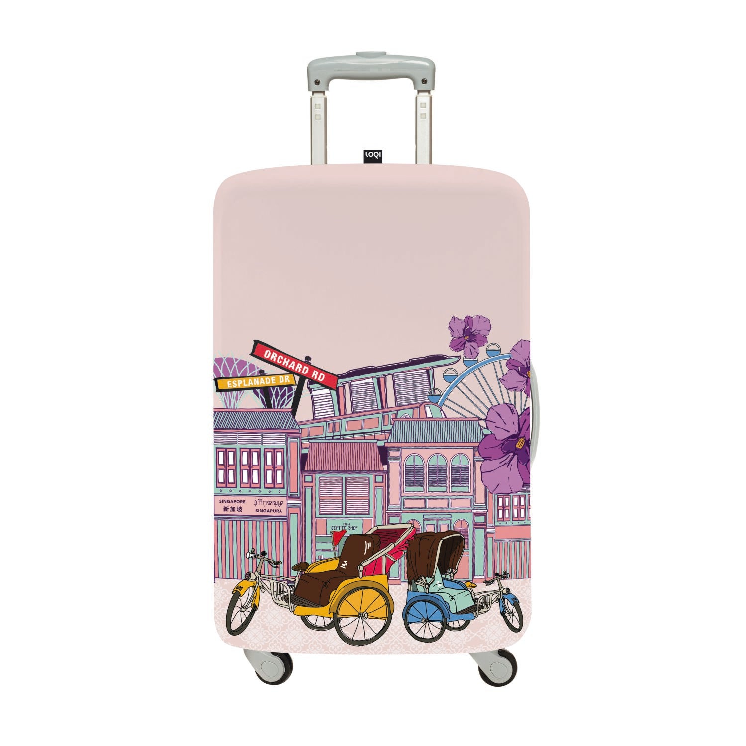 LOQI Urban Large Luggage Cover - Singapore Streets (27" - 30")